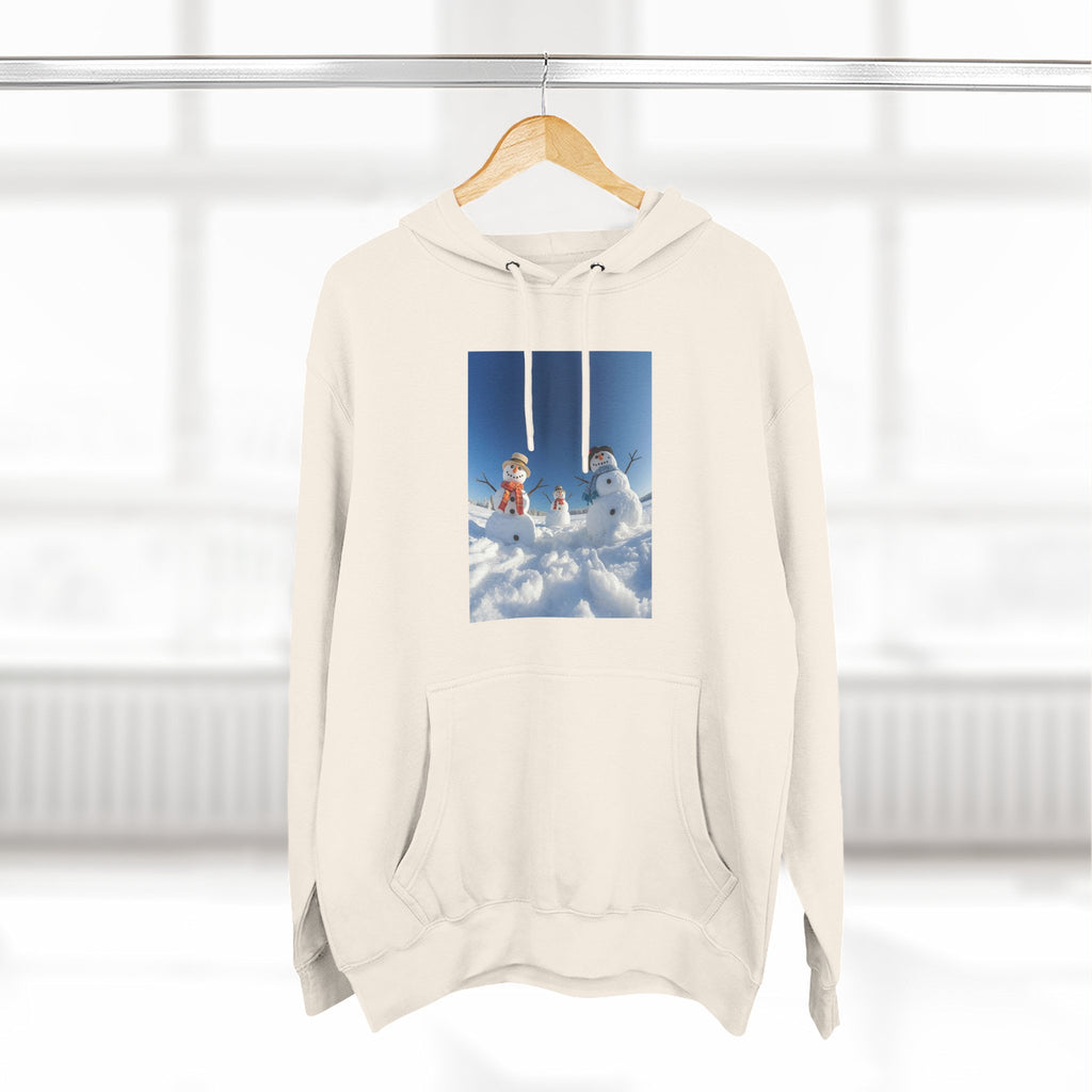 Cozy Fleece Hoodie with Fun Snowmen Design, Winter Wear, Gift for Christmas, Birthday Present, Casual Outfit, Hoodie for Snow Lovers
