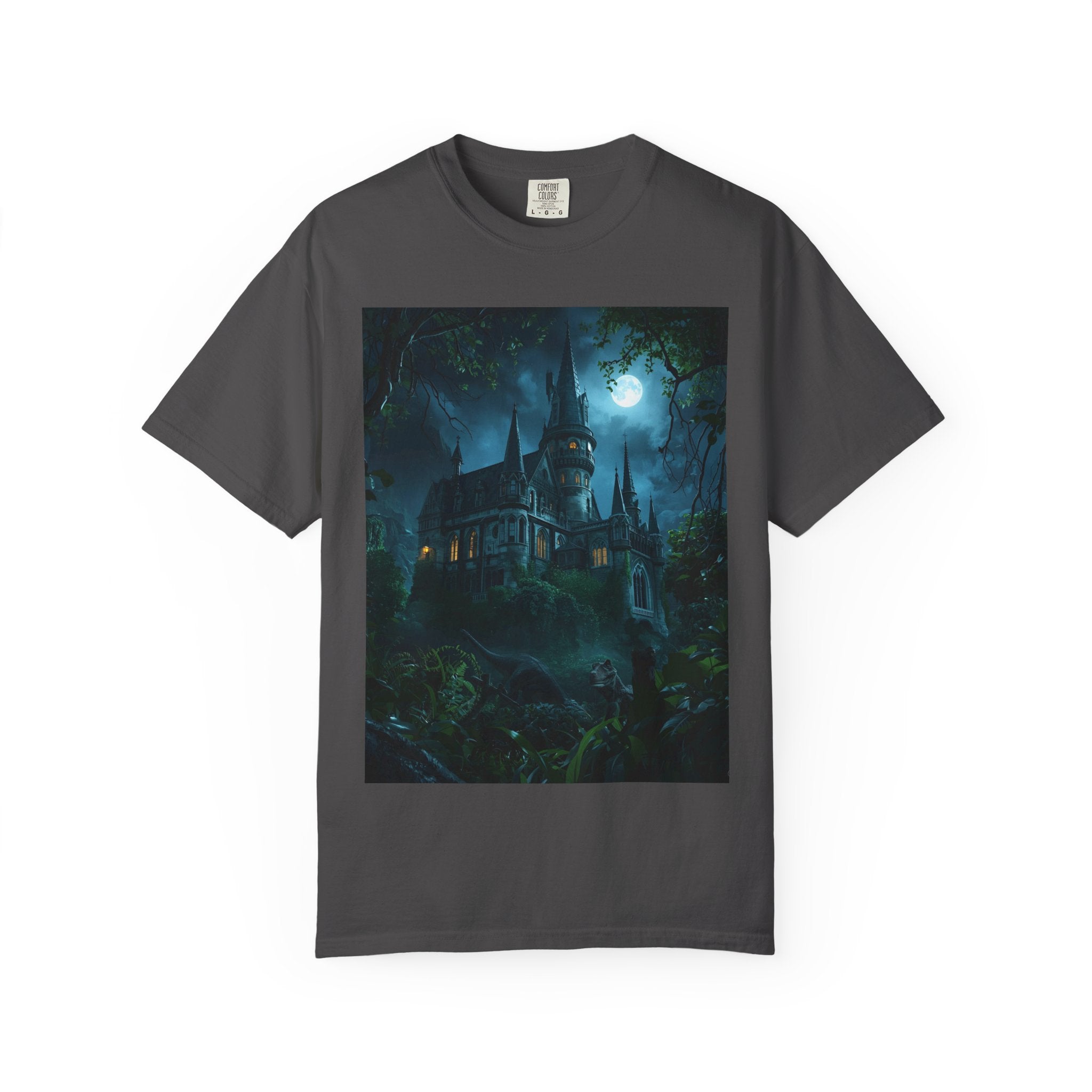 Mystical Night Scene Castle T-Shirt, Spooky Tees, Halloween Apparel, Gothic Style Shirt, Unisex Shirt, Nighttime Scene Tee