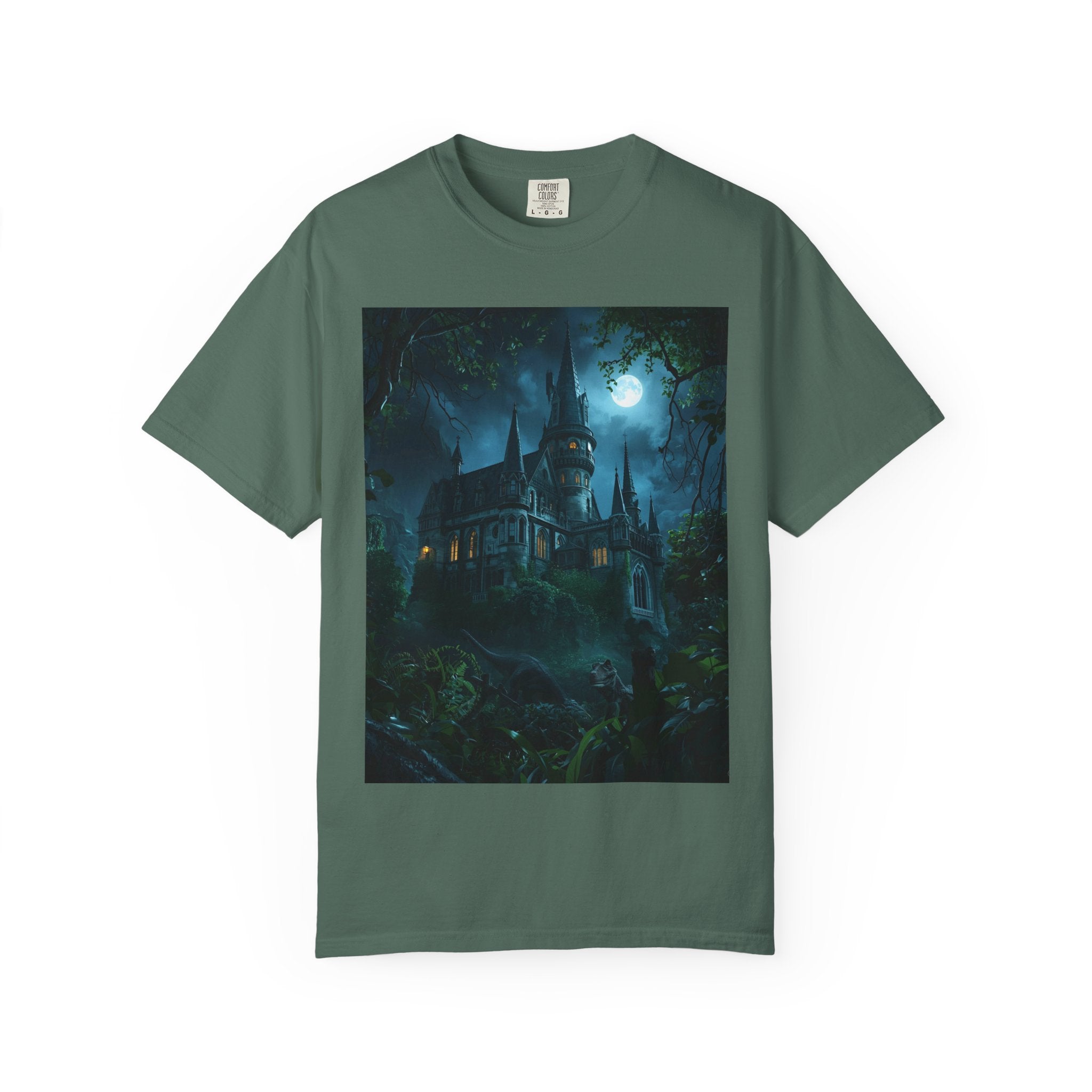 Mystical Night Scene Castle T-Shirt, Spooky Tees, Halloween Apparel, Gothic Style Shirt, Unisex Shirt, Nighttime Scene Tee