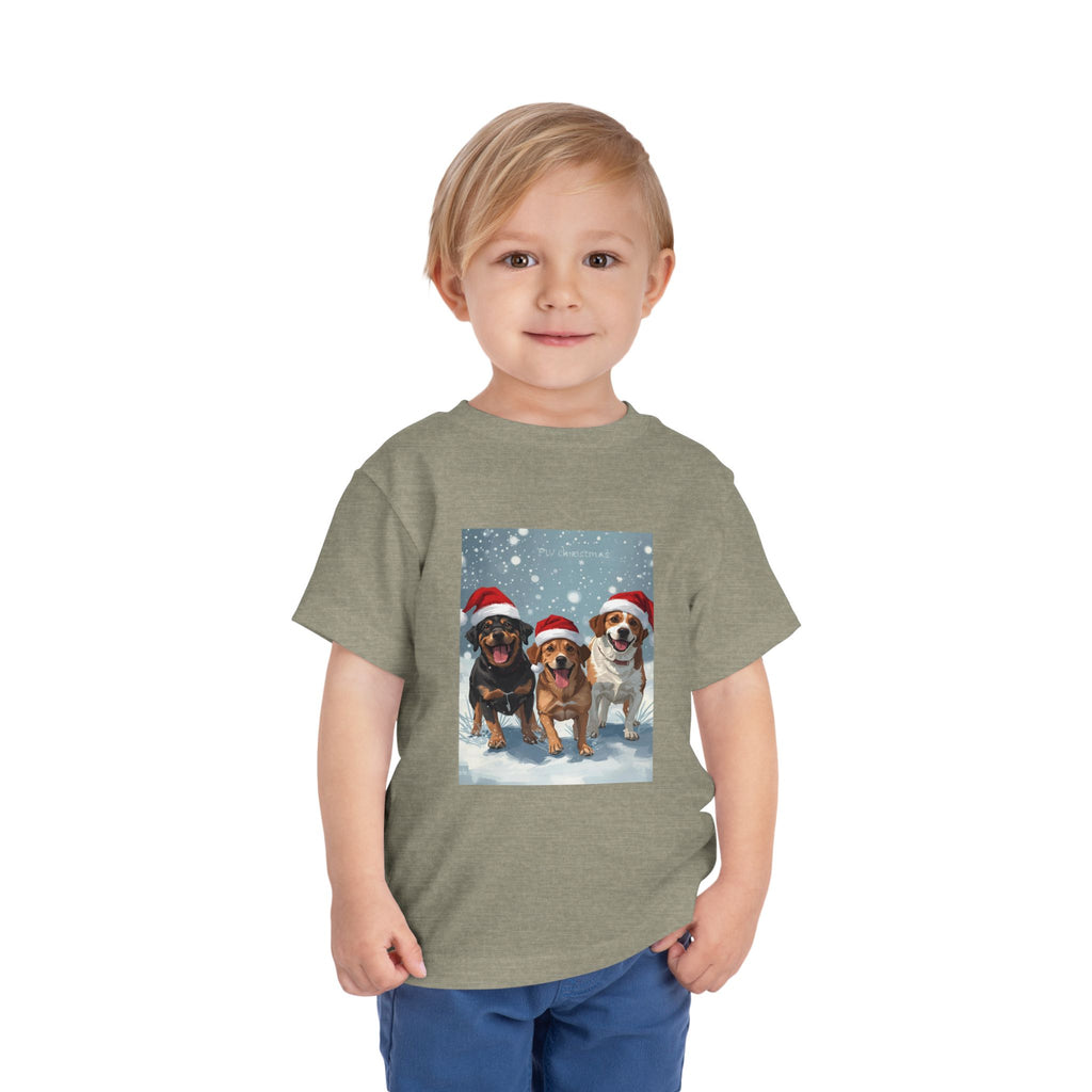 Cute Christmas Dogs Toddler Short Sleeve Tee