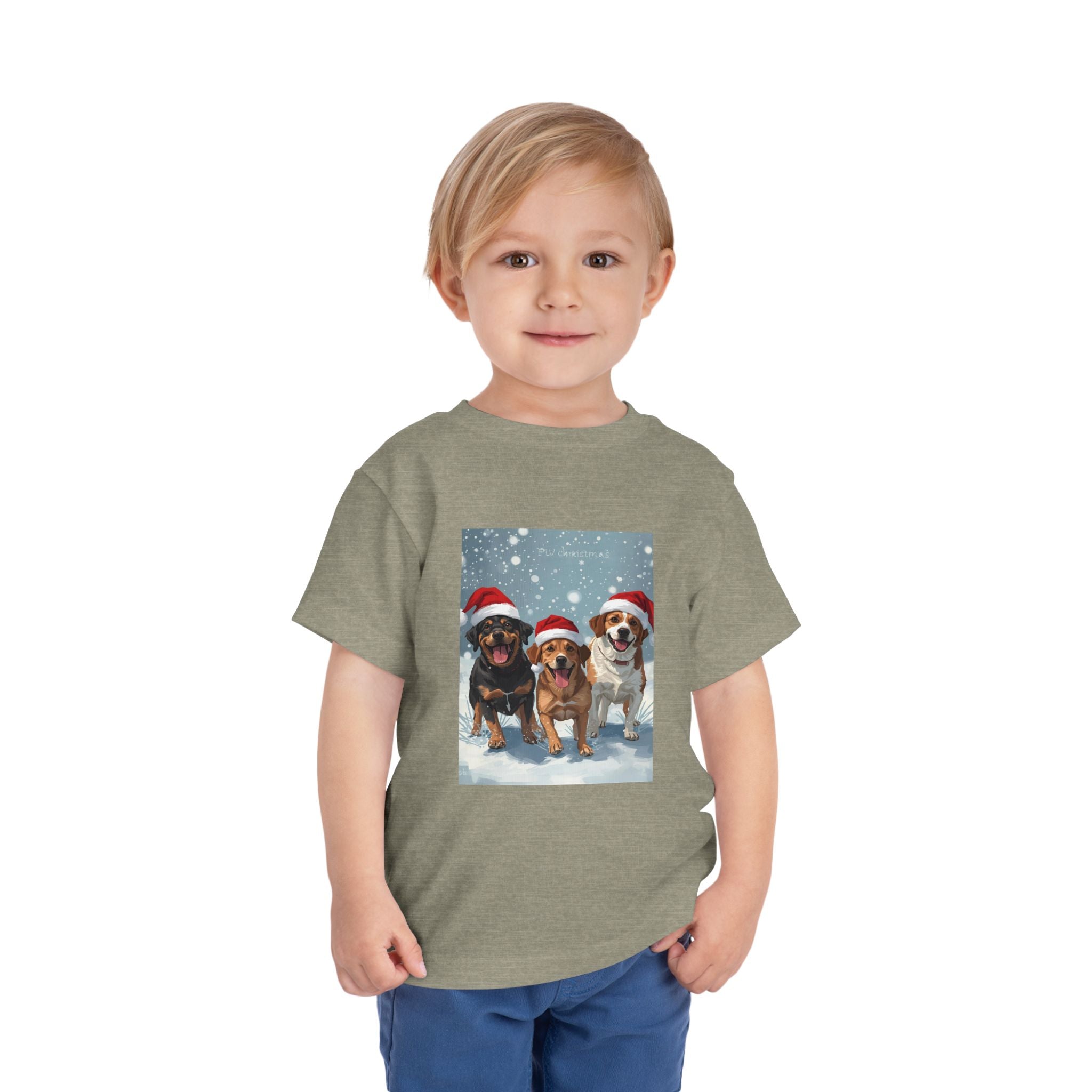 Cute Christmas Dogs Toddler Short Sleeve Tee