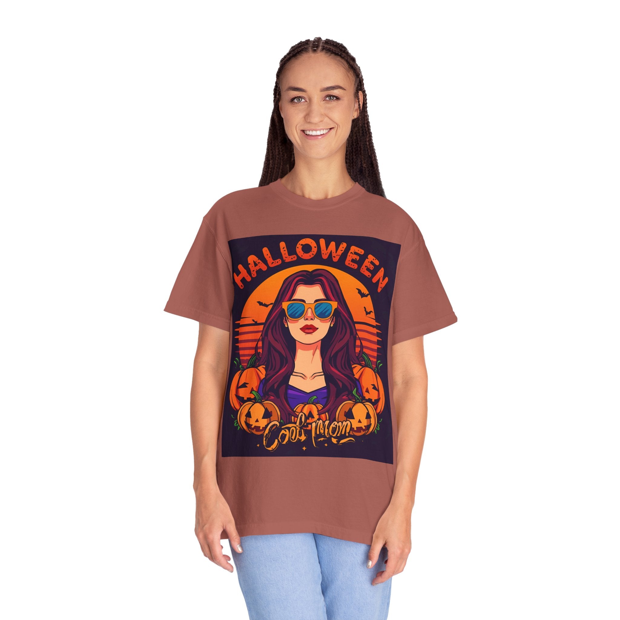 Halloween Cool Mom T-Shirt, Unisex Garment-Dyed Tee, Spooky Season Apparel, Fall Fashion, Halloween Costume Shirt