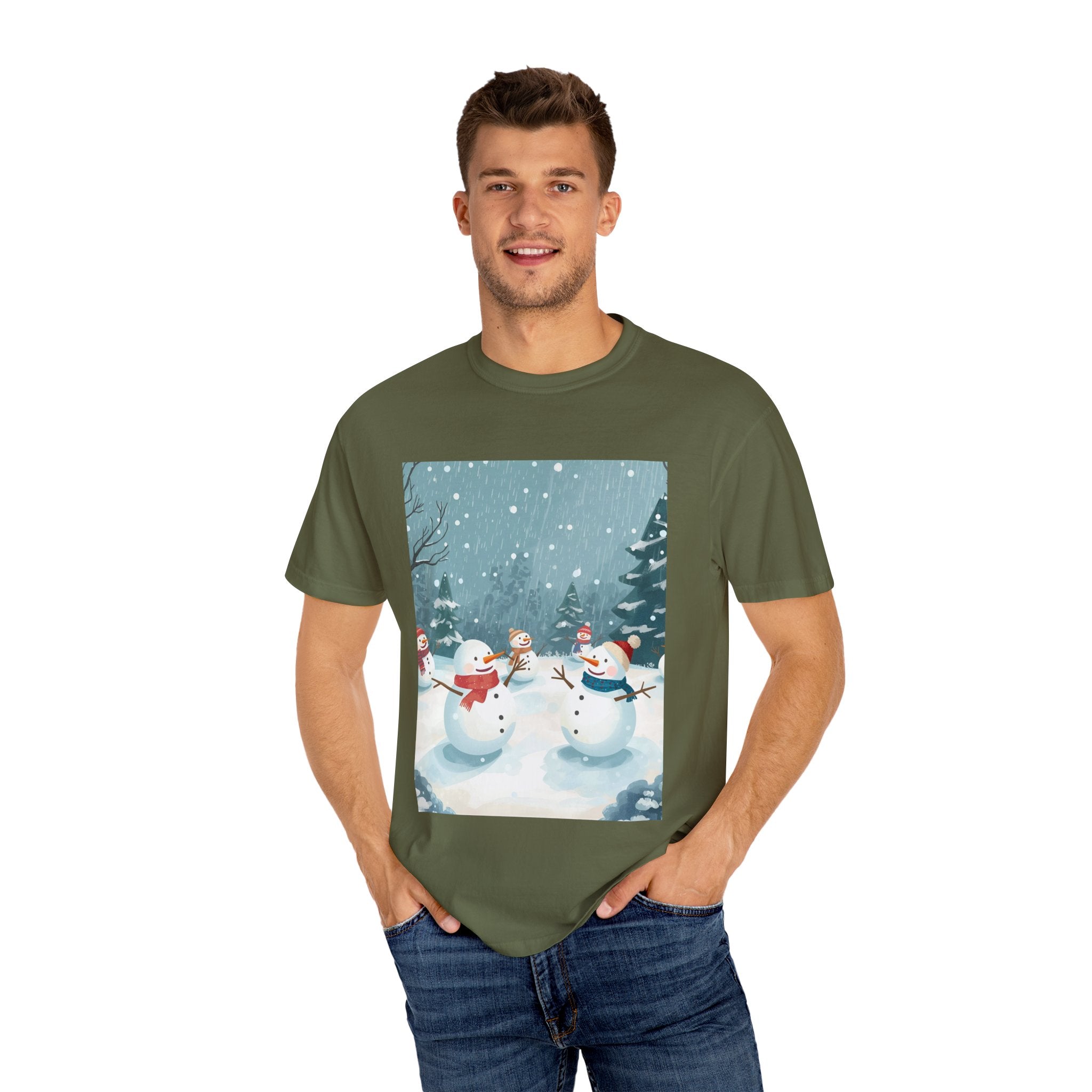 Festive Christmas Snowman Winter Wonderland T-shirt, Holiday Tee, Snowman Gift, Cozy Apparel, Unisex Christmas Shirt, Festive Winter Wear