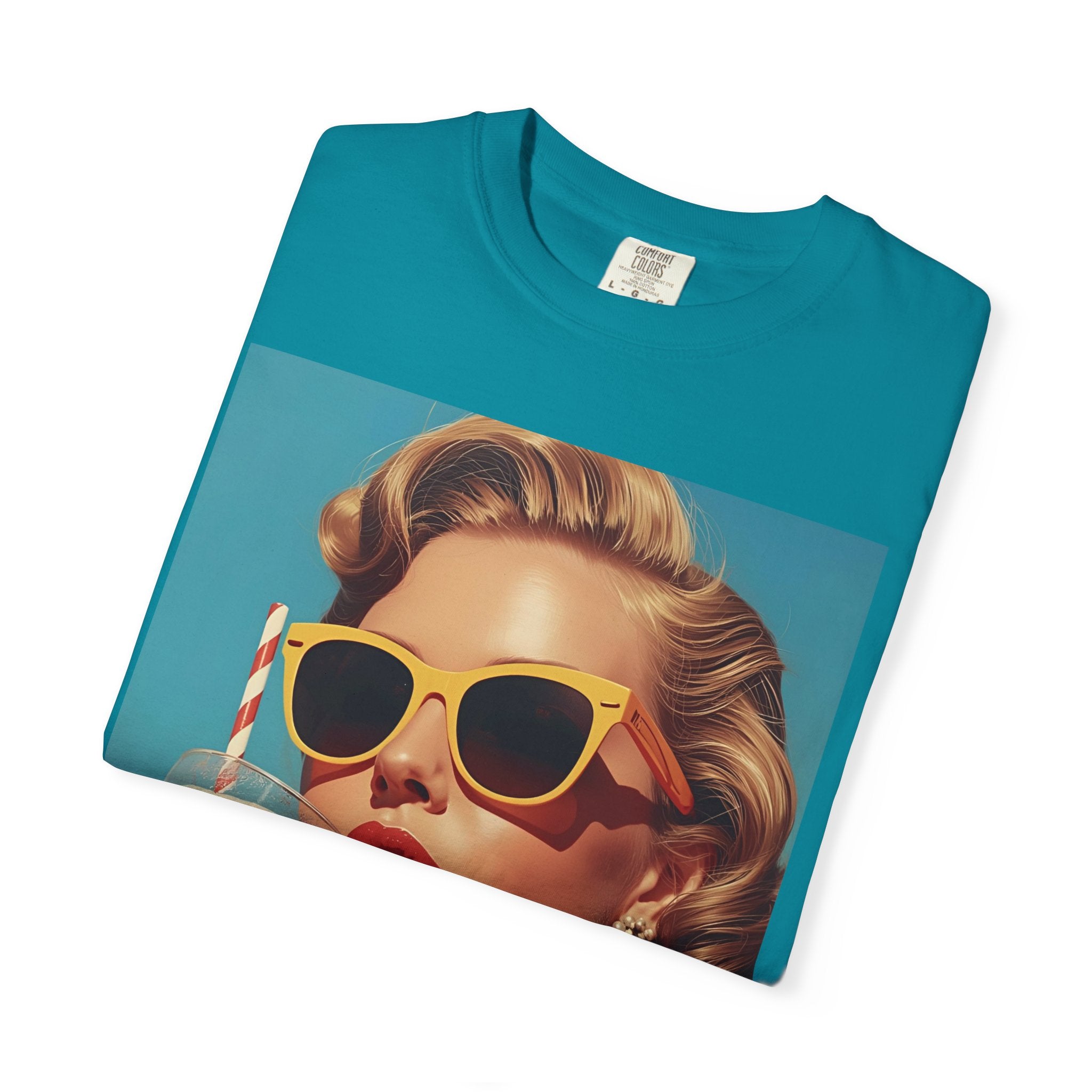 Retro Pop Art Summer Vibe T-shirt | Unisex Garment-Dyed Tee, Vintage Style Shirt, Trendy Summer Wear, Perfect Gift for Her, Casual Everyday Top