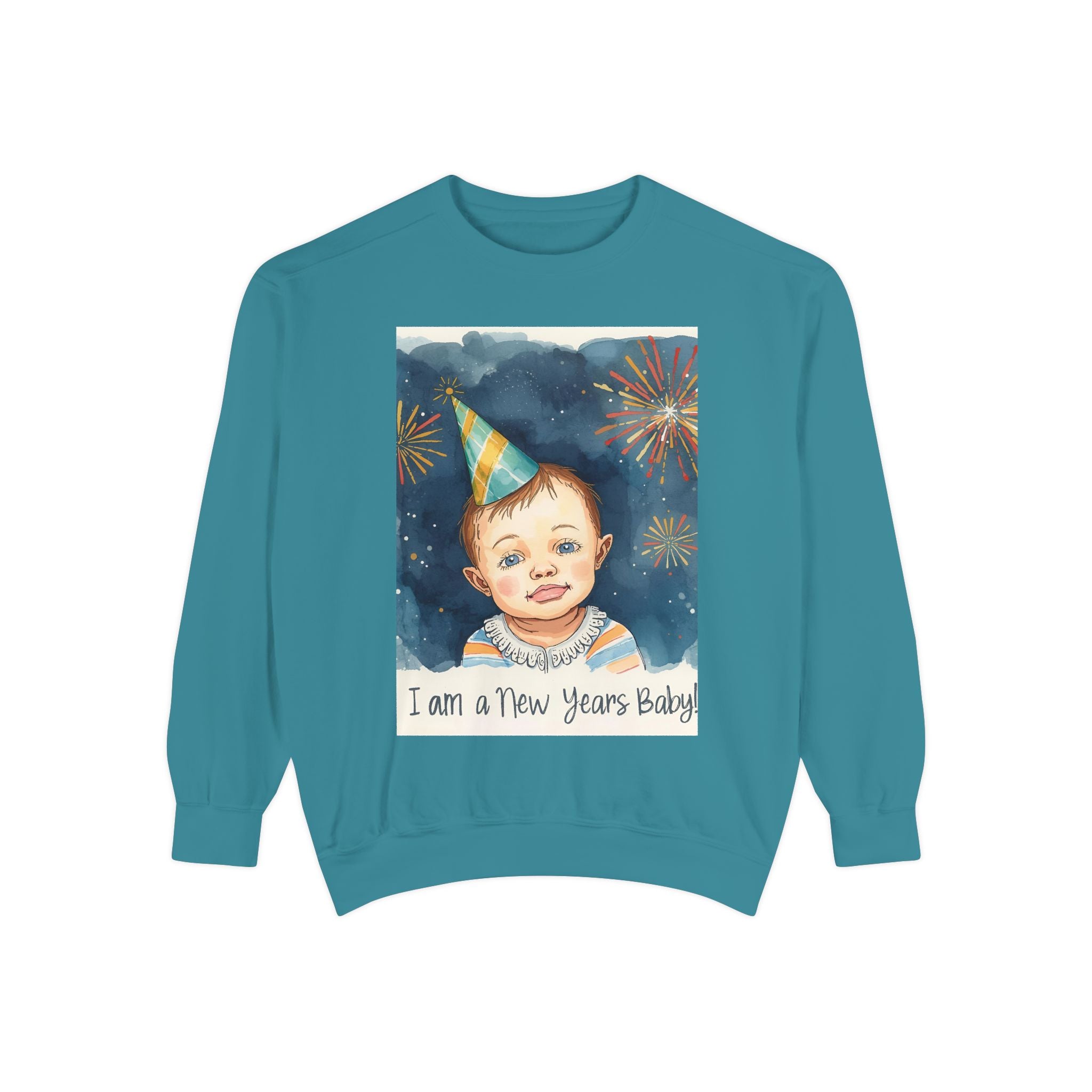New Year's Baby Sweatshirt, Unisex Garment-Dyed Sweatshirt, Cute New Year Outfit, Holiday Gift, Baby Celebration Wear, Cozy Party Sweater