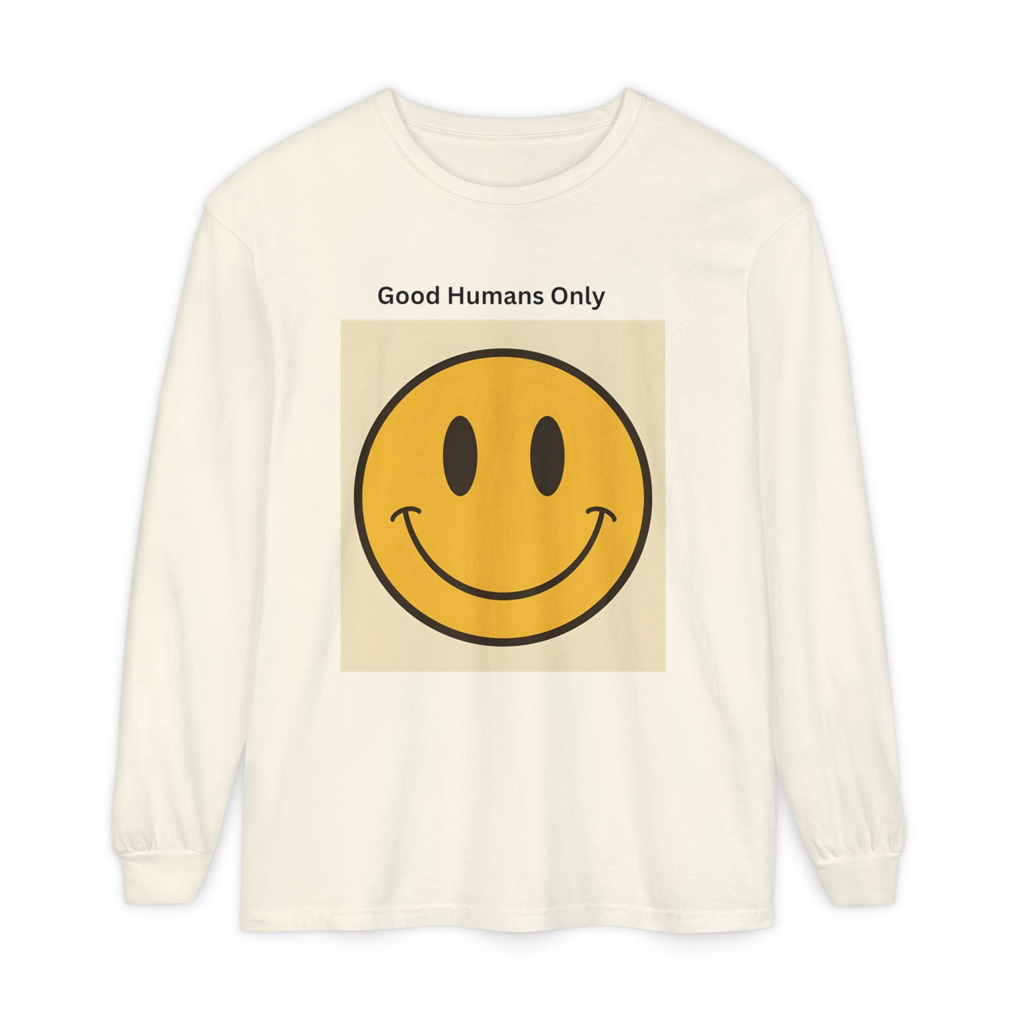 Smiley Face Unisex Garment-dyed Long Sleeve T-Shirt