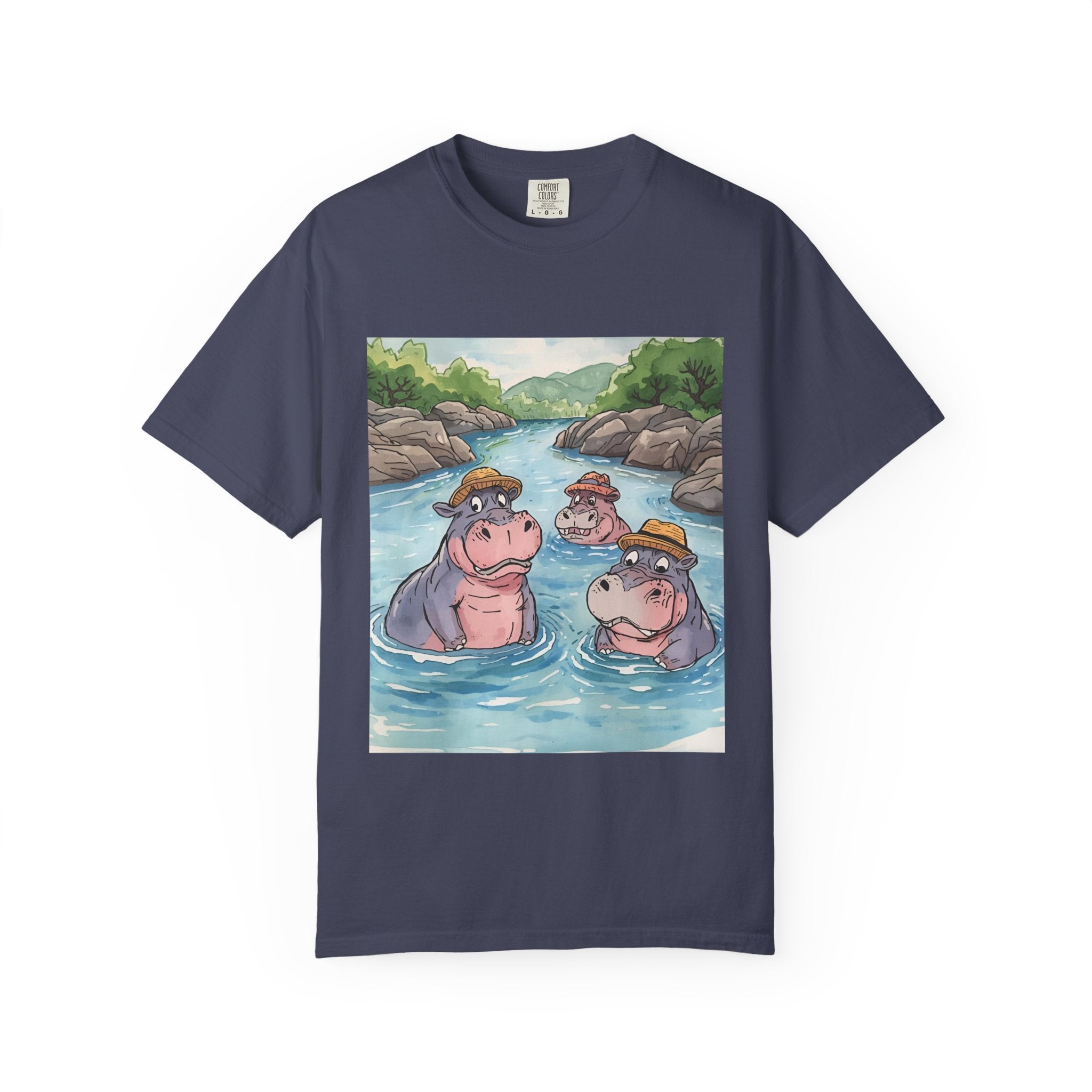 Hippo Adventure Unisex T-Shirt, Cute Animal Tee, Gift for Nature Lovers, Casual Wear, Birthday and Summer Vibe