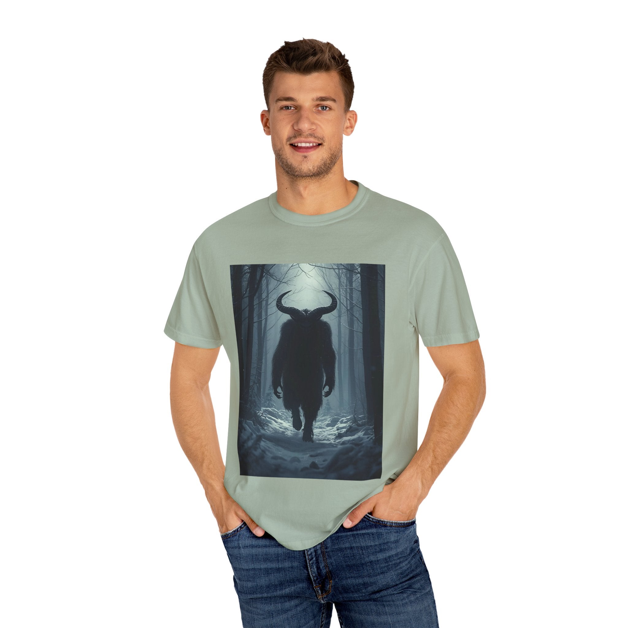 Spooky Forest Creature T-Shirt | Unisex Garment-Dyed Tee | Nature Lover Apparel, Graphic Tee, Gift for Him, Outdoor Adventure Wear