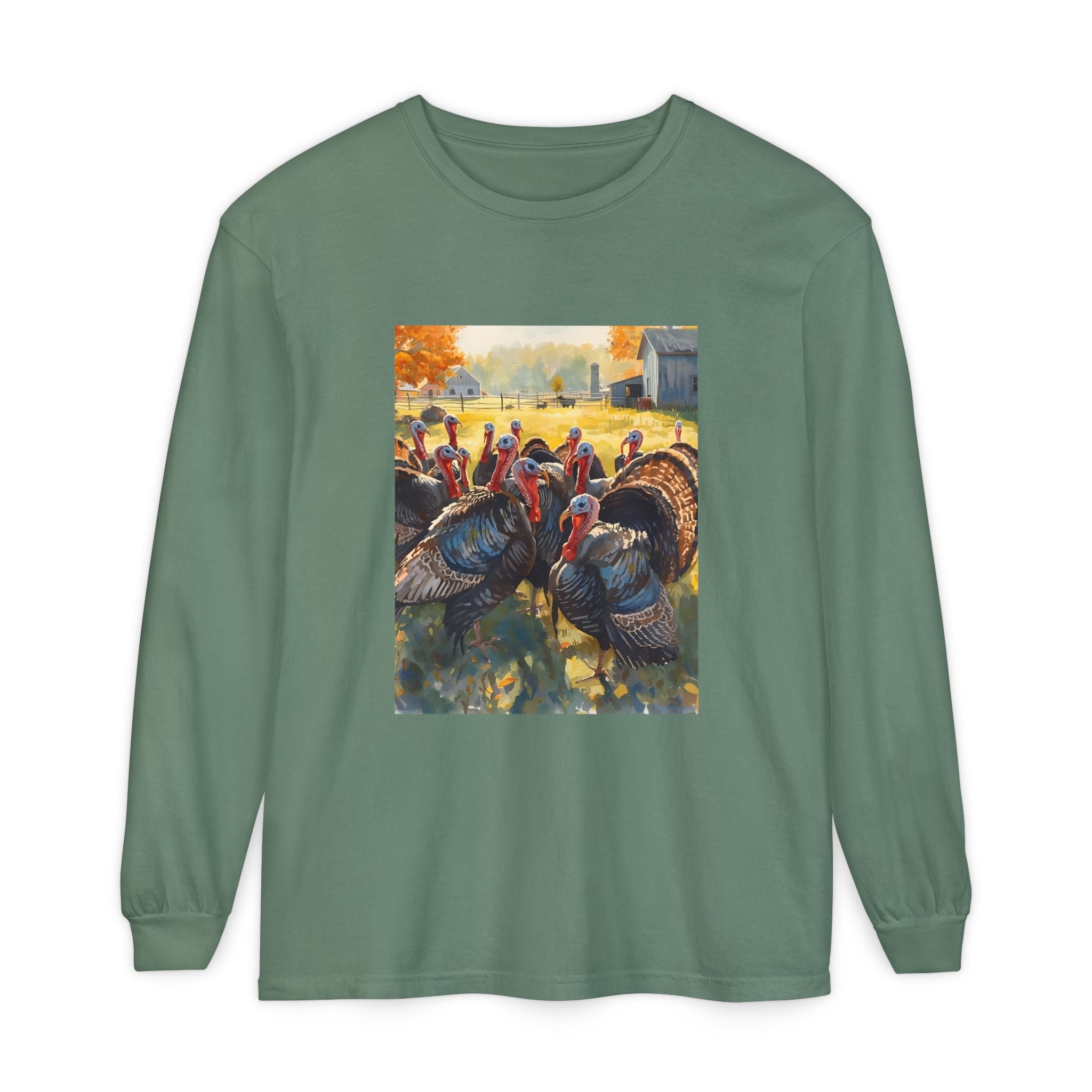 Thanksgiving Turkey Unisex Garment-dyed Long Sleeve T-Shirt