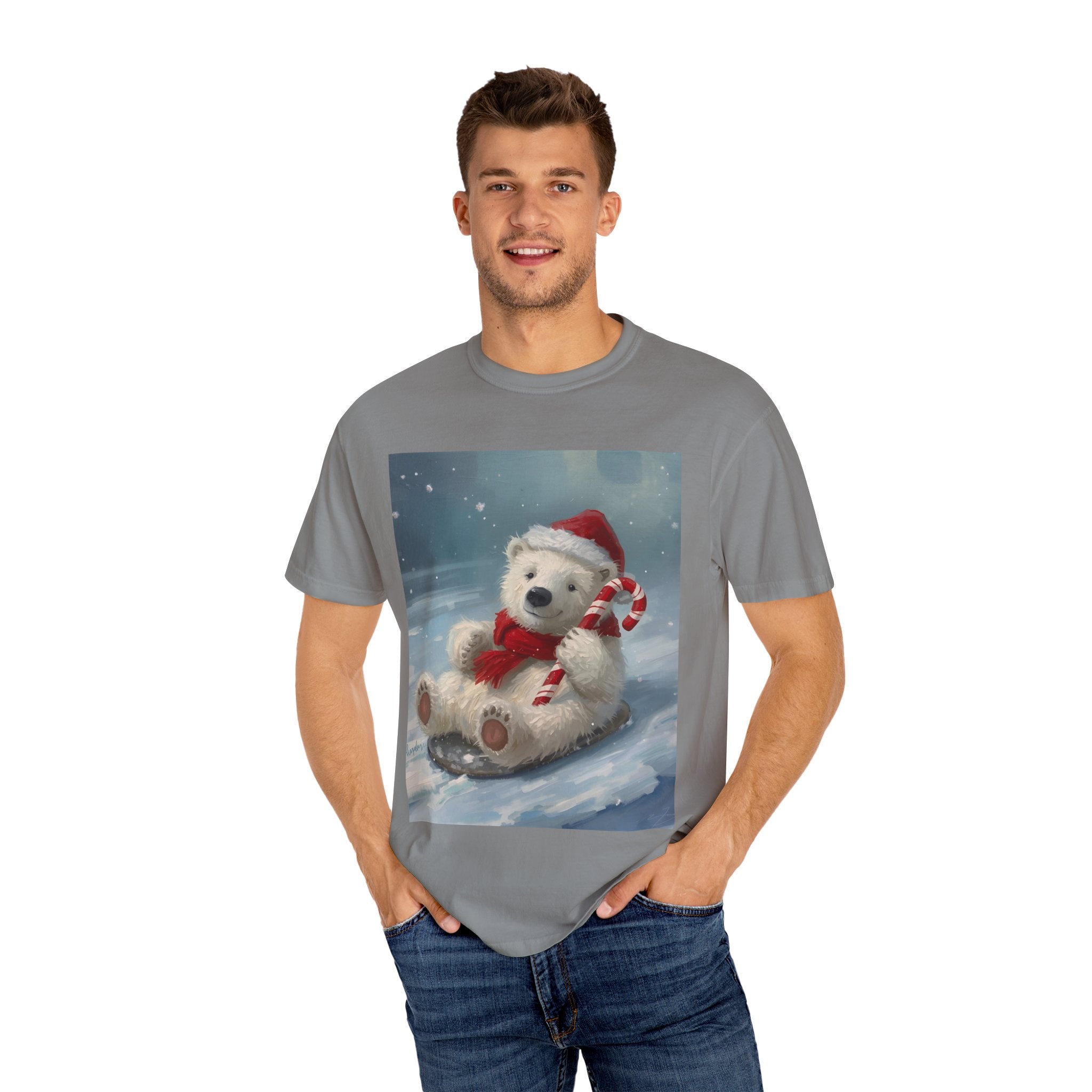 Cozy Christmas Bear T-Shirt, Winter Apparel, Holiday Gift, Family Matching Tee, Cute Polar Bear Design, Festive Outfit
