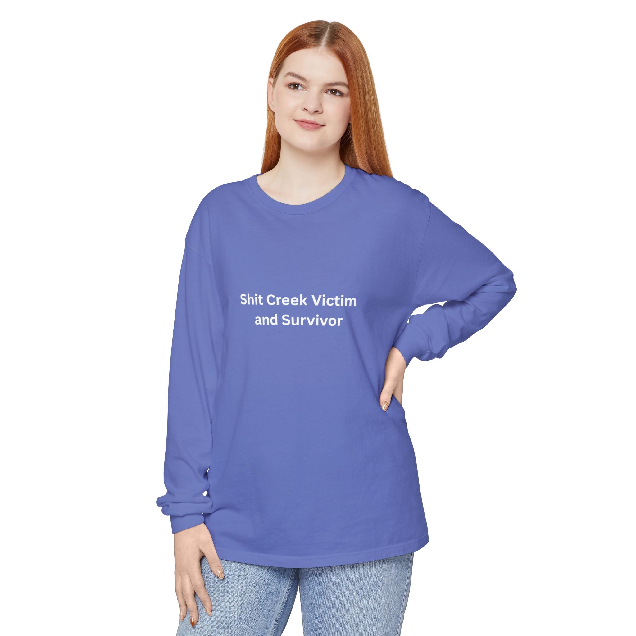 Shit Creek Survivor Long Sleeve T-Shirt, Funny Gift, Casual Wear, Humor Shirt, Birthday Gift, Unisex Apparel