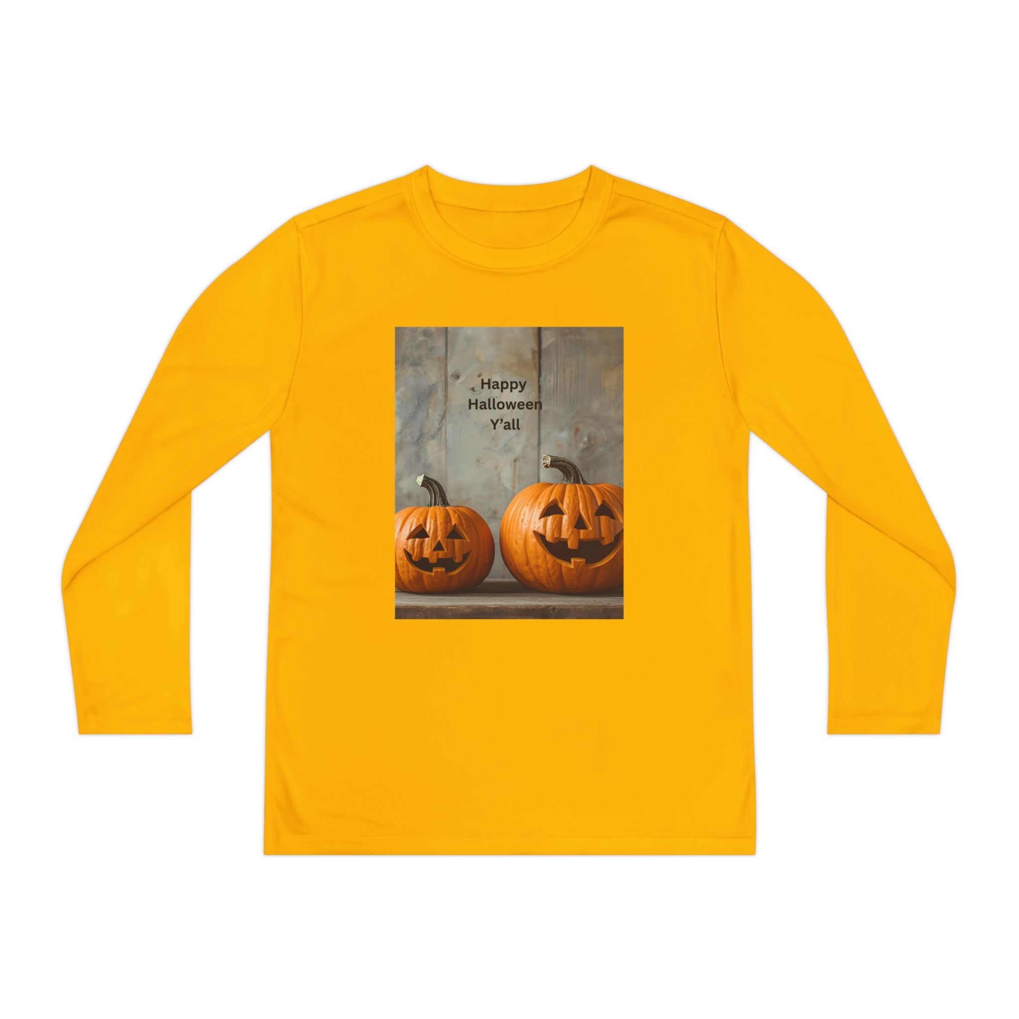 Youth Halloween Pumpkin Long Sleeve Tee, Funny Halloween Shirt, Kids Pumpkin Tee, Fall Celebration Top, Spooky Season Apparel