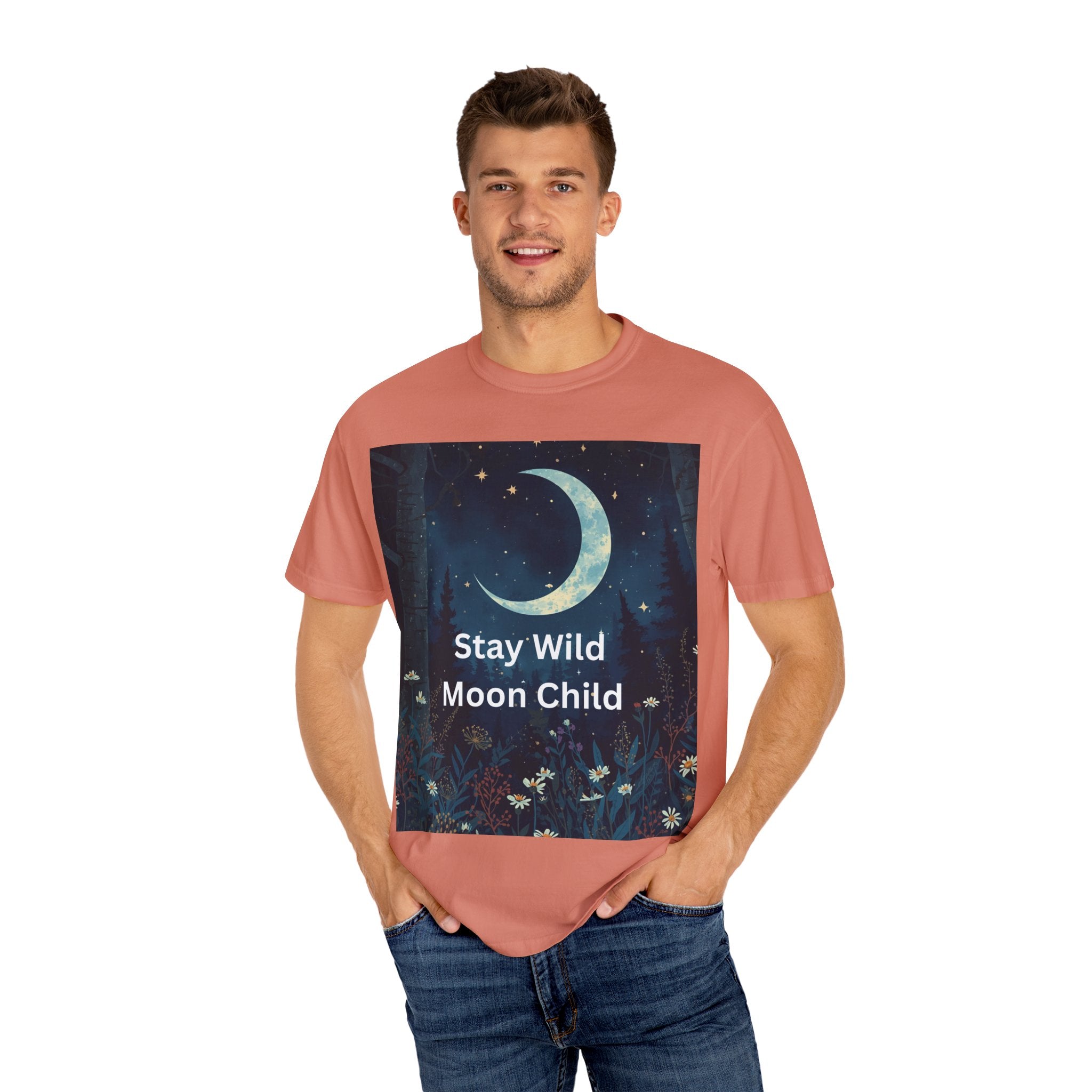 Unisex Stay Wild Moon Child T-Shirt, Stay Wild Graphic Tee, Boho Style Shirt, Gift for Nature Lovers, Vintage Vibe Apparel