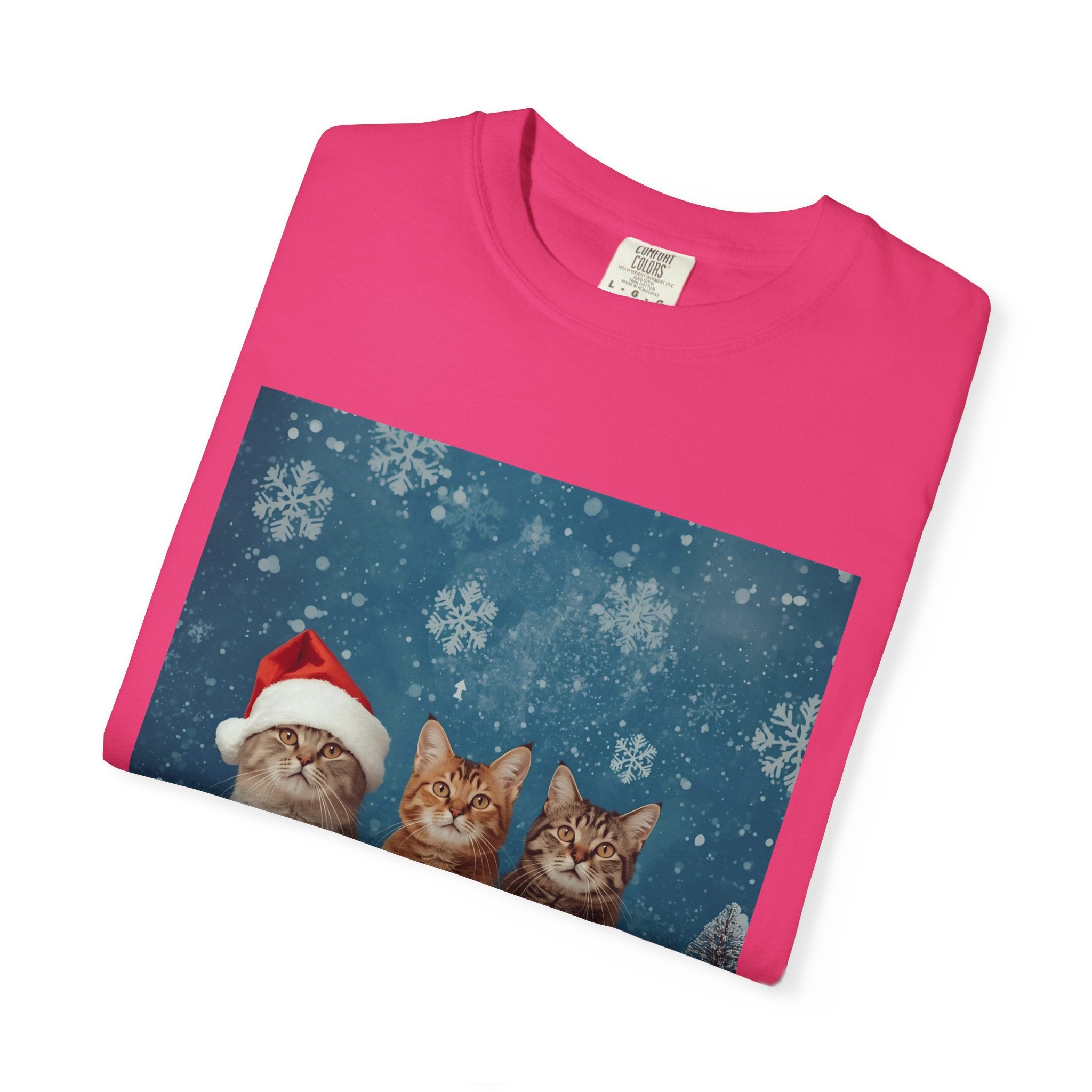Cute Christmas Festive Cat Christmas T-Shirt, Holiday Shirt, Gift for Cat Lovers, Winter Apparel, Unisex Tee