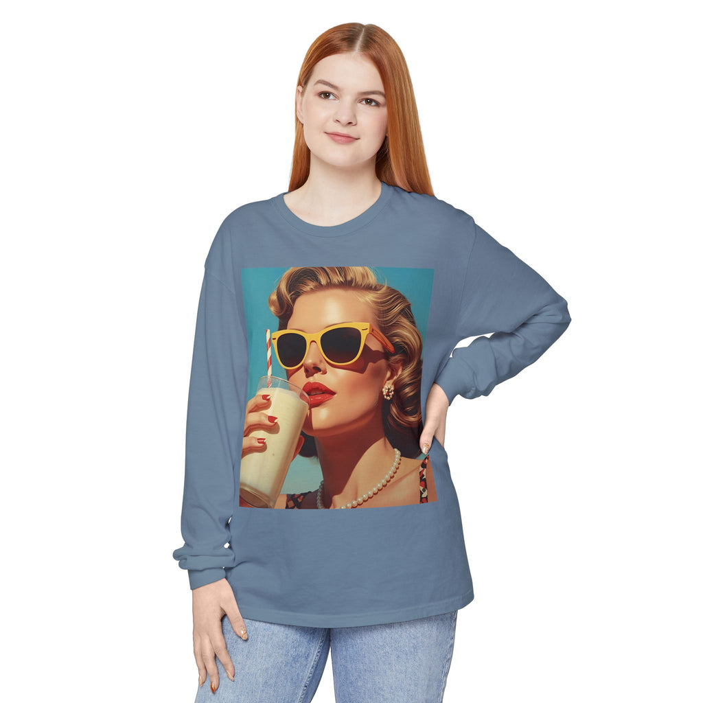 Retro Pop Art Long Sleeve T-Shirt, Vintage Graphic Tee, Fashion Top, Summer Style shirt, Gift for Art Lovers, Casual Wear