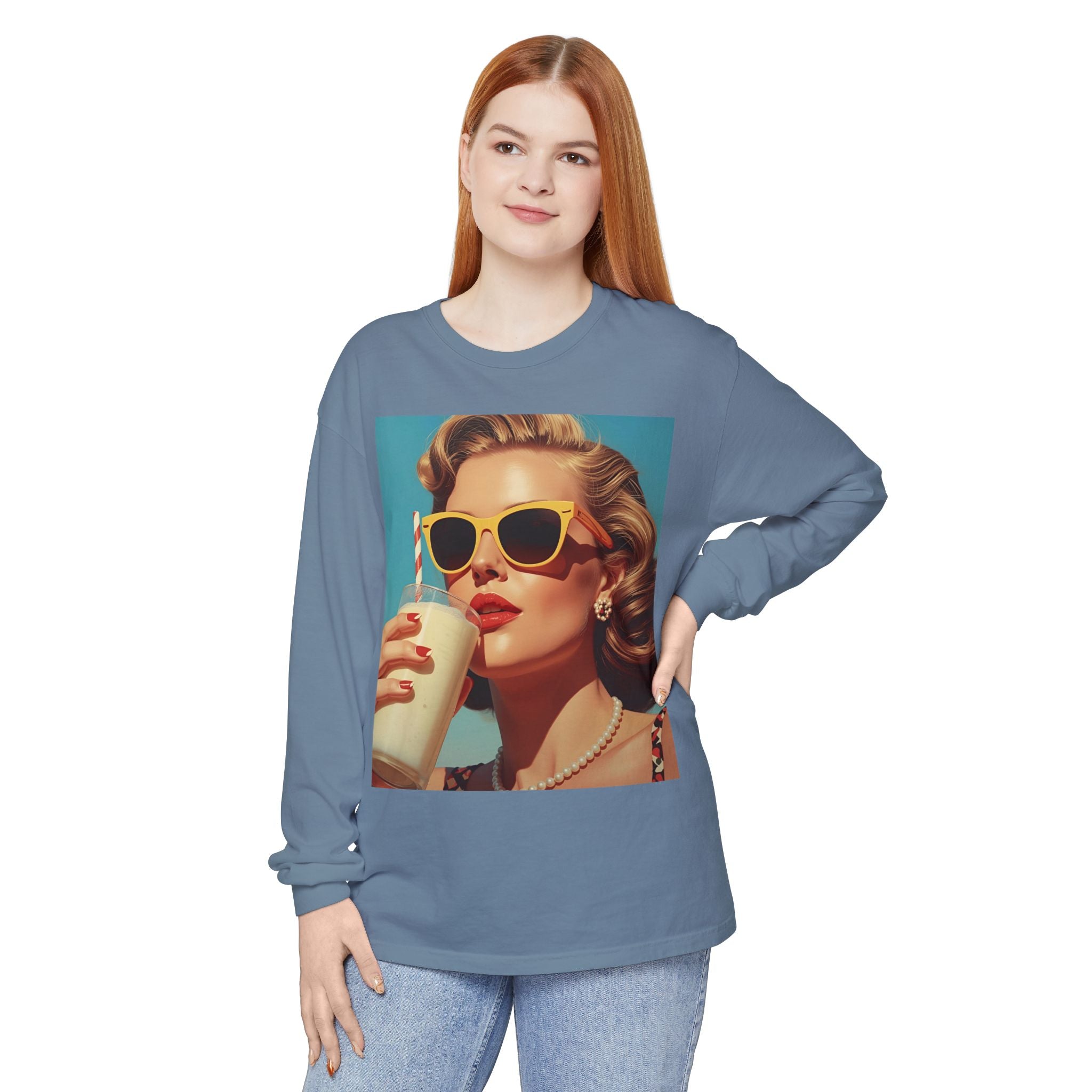 Retro Pop Art Long Sleeve T-Shirt, Vintage Graphic Tee, Fashion Top, Summer Style shirt, Gift for Art Lovers, Casual Wear