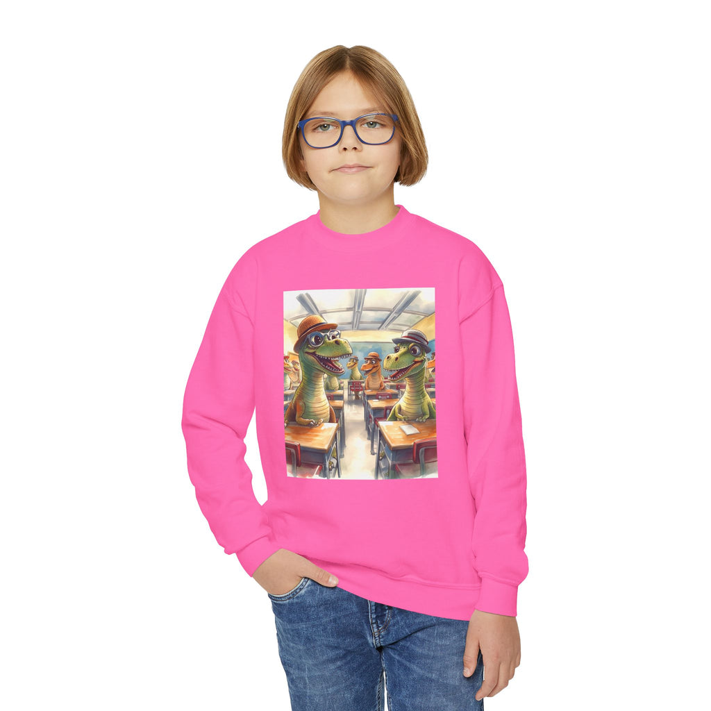 Dinosaur Classroom Youth Crewneck Sweatshirt, Fun Sweater for Kids, Perfect for Birthdays, School Events, Halloween, Unique Gift Idea