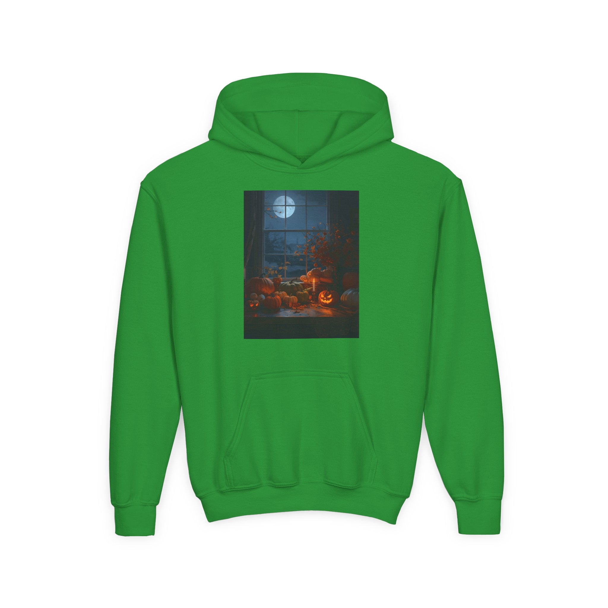 Halloween Pumpkin Youth Hoodie, Cozy Sweatshirt for Kids, Autumn & Halloween Apparel, Spooky Themed Hoodie, Fun Gift for Boys & Girls