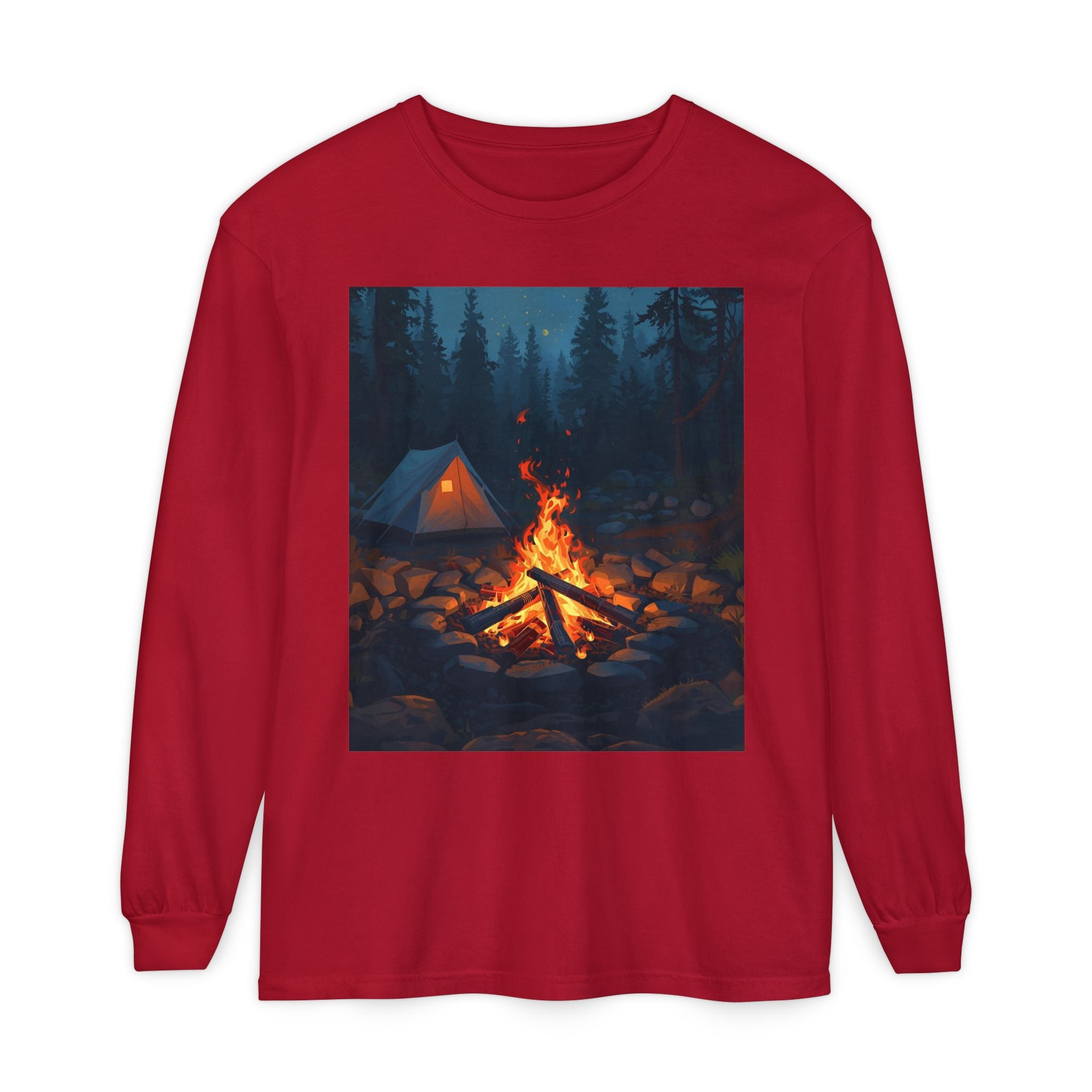 Camping Vibes Long Sleeve T-Shirt | Outdoor Adventure Shirt, Cozy Gift for Campers, Bonfire, Nature Lovers, Unisex Tee