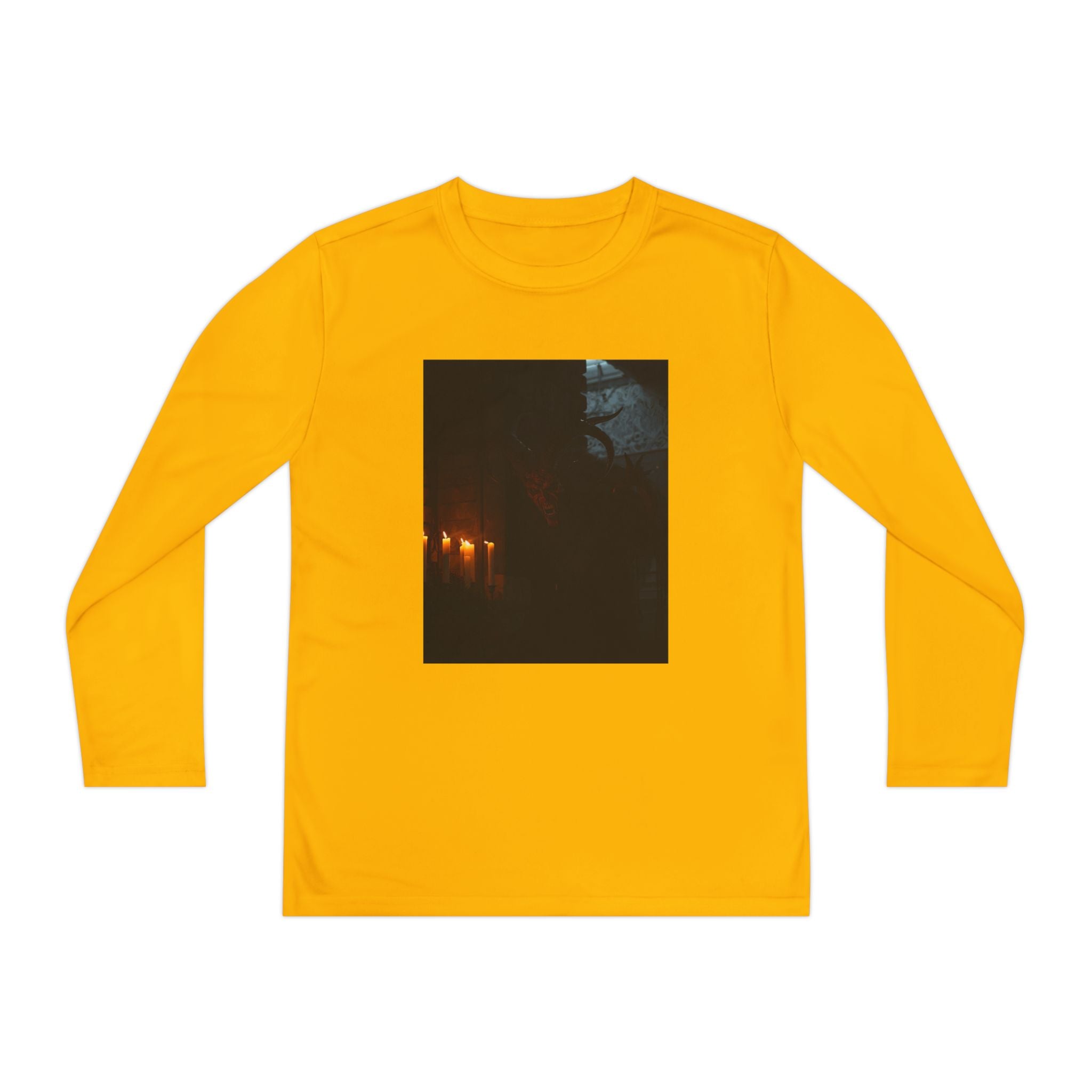 Spooky Halloween Pumpkin Shadow Youth Long Sleeve Competitor Tee