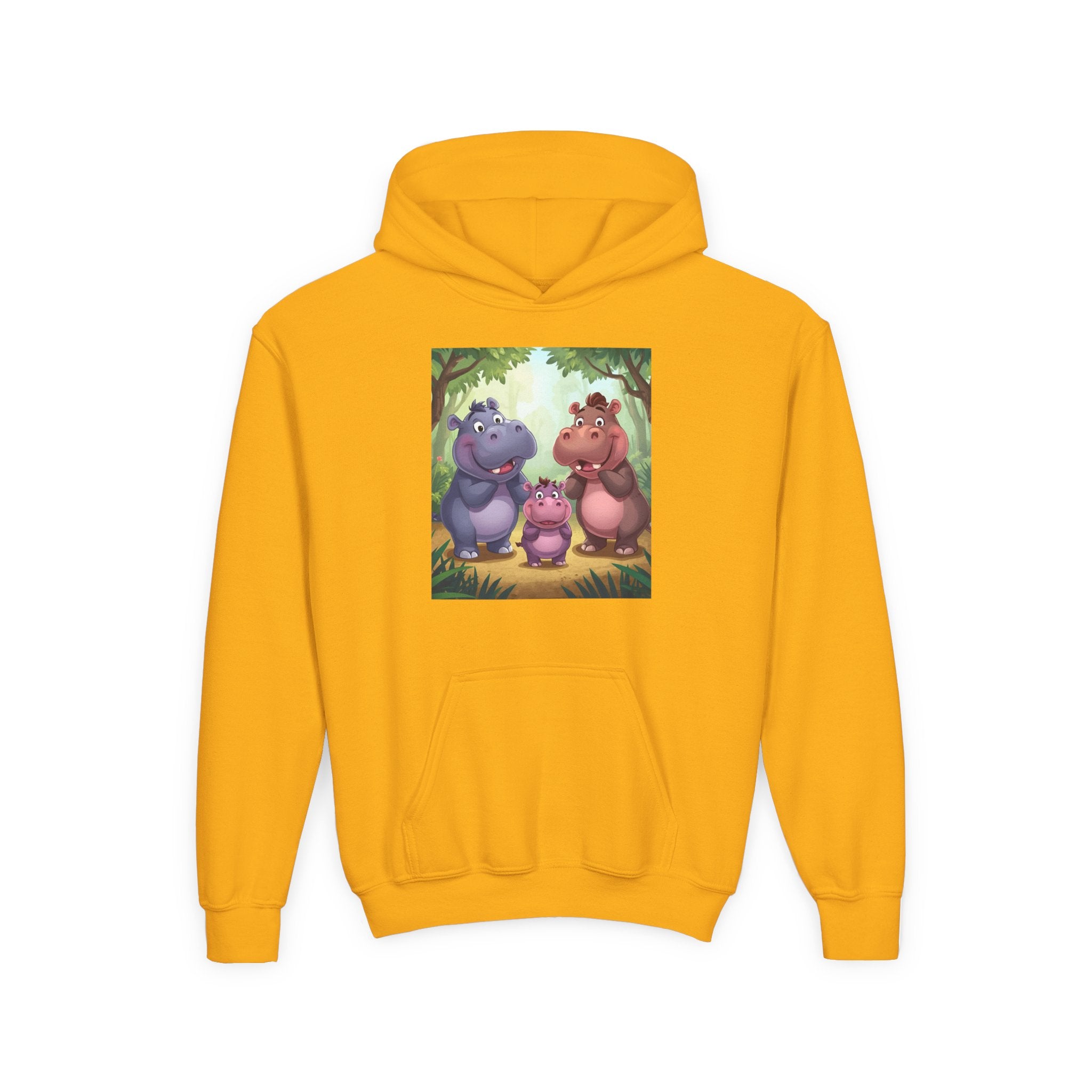 Hippo Cute Youth Heavy Blend Hooded Sweatshirt
