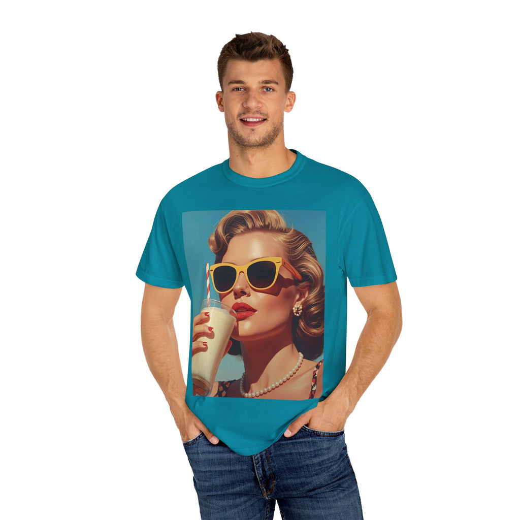 Retro Pop Art Summer Vibe T-shirt | Unisex Garment-Dyed Tee, Vintage Style Shirt, Trendy Summer Wear, Perfect Gift for Her, Casual Everyday Top