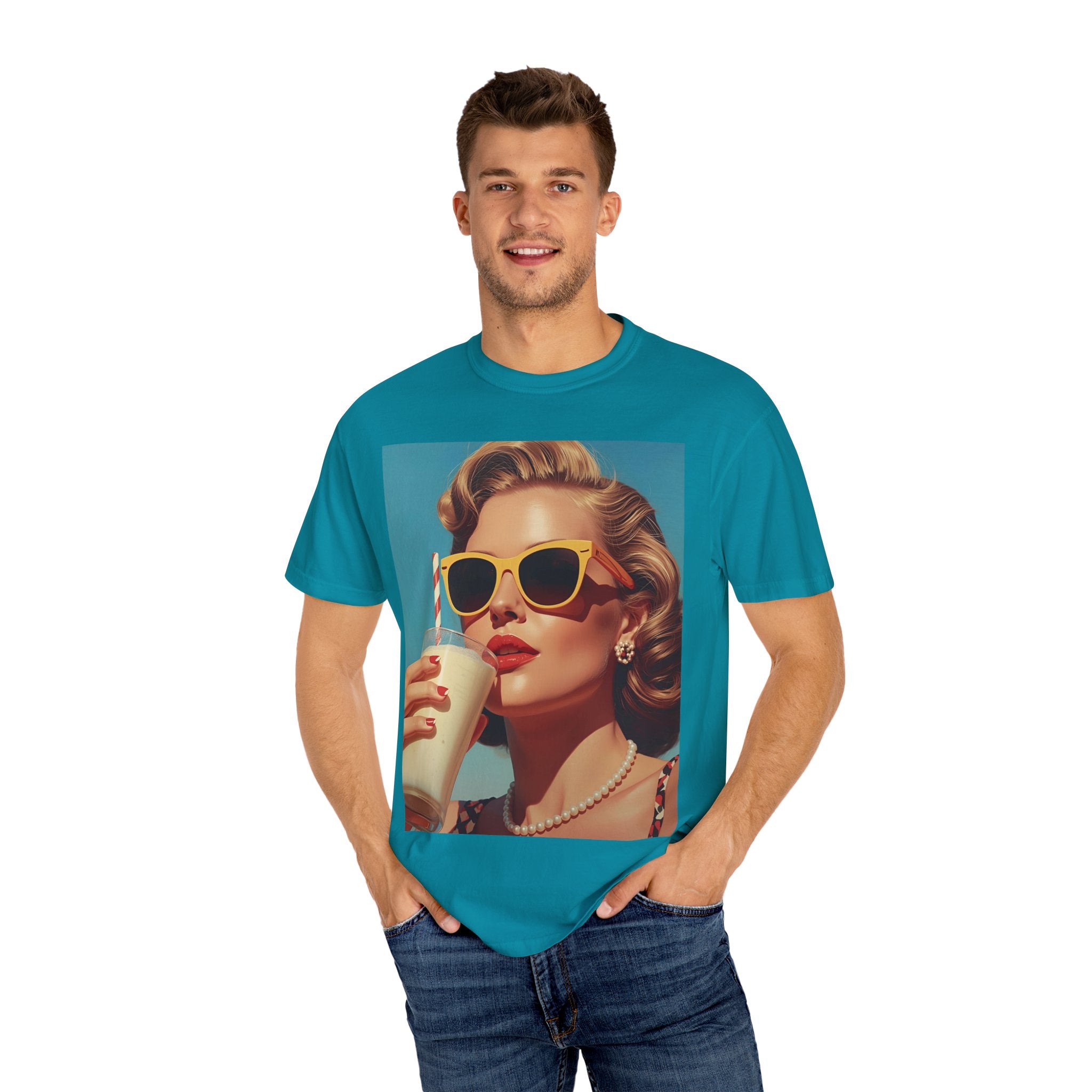 Retro Pop Art Summer Vibe T-shirt | Unisex Garment-Dyed Tee, Vintage Style Shirt, Trendy Summer Wear, Perfect Gift for Her, Casual Everyday Top