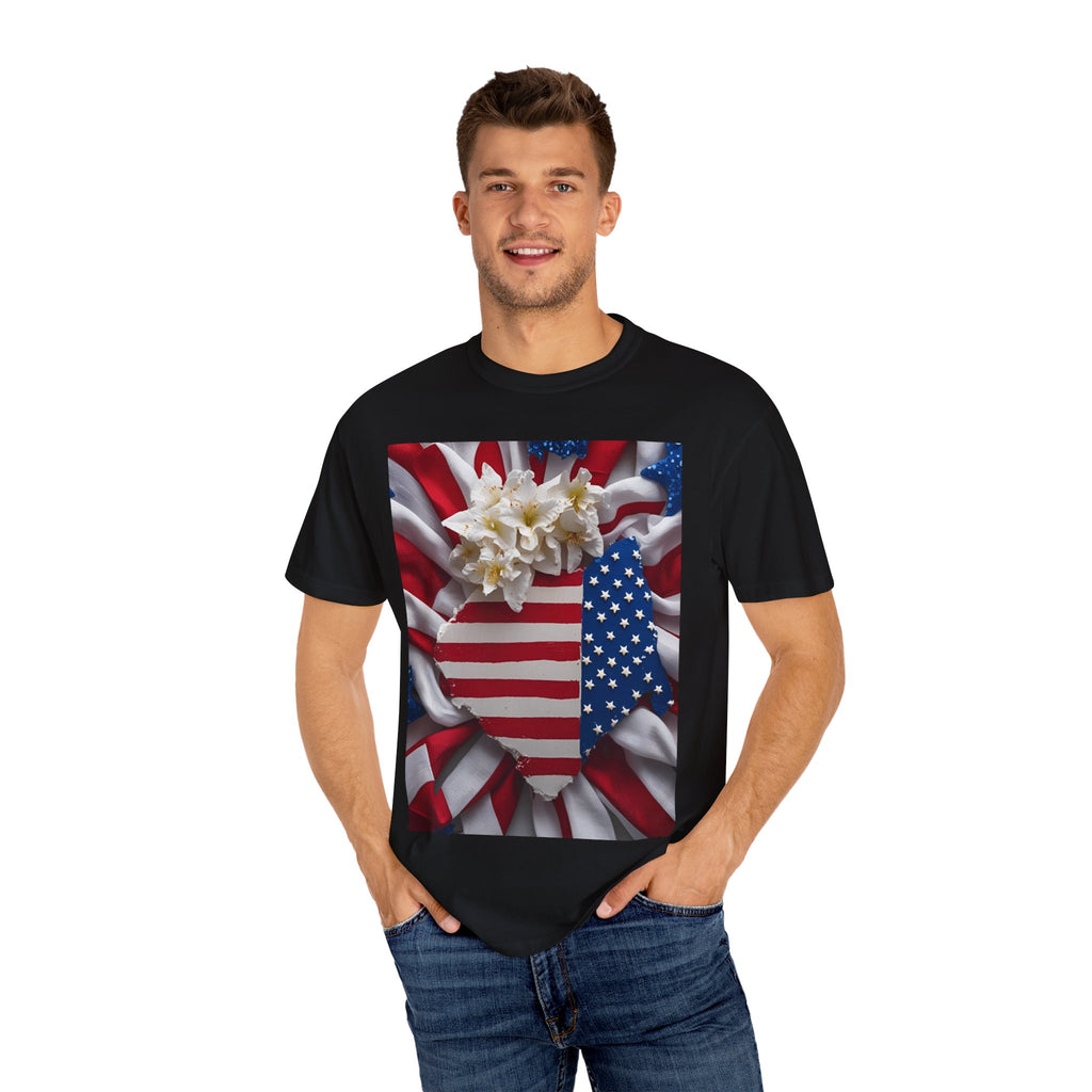 Patriotic Heart T-shirt for Festive Celebrations, 4th of July Apparel, Unisex Graphic Tee, American Pride Shirt, Independence Day Gift