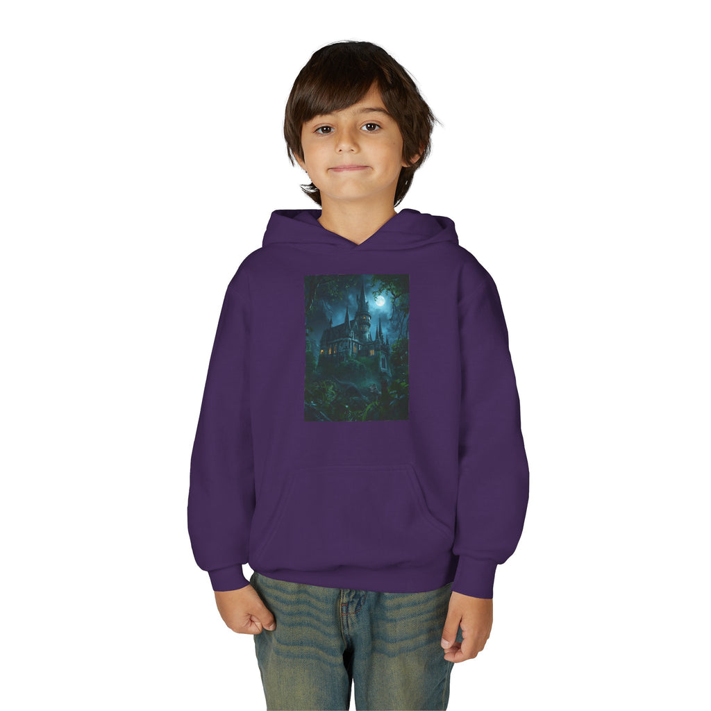 Mystical Night Scene Youth Hoodie | Perfect for Halloween, Cozy Days, Gifts for Kids, Adventure Apparel