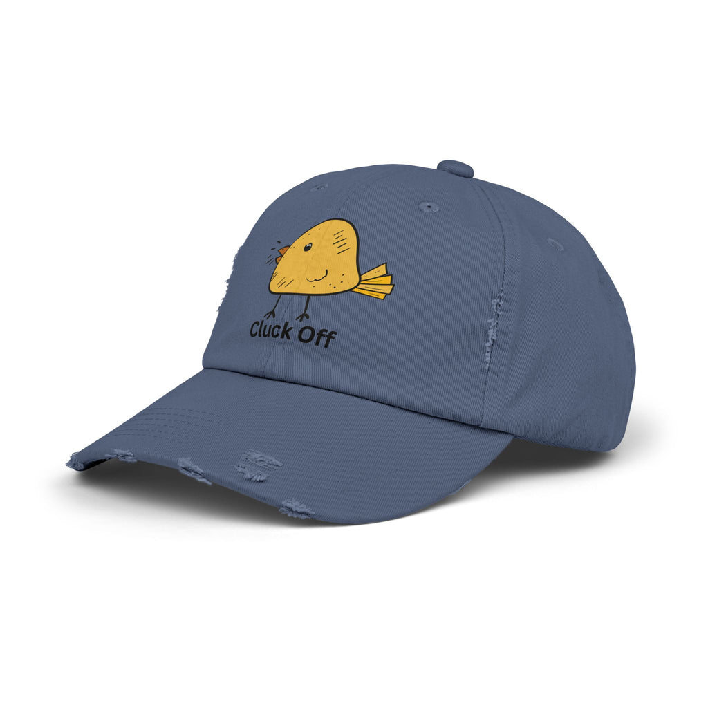 Quirky Distressed Cap with 'Cluck Off' Design - Fun Gift for Bird Lovers, Casual Wear, Summer Accessory, Unique Hat, Funny Cap