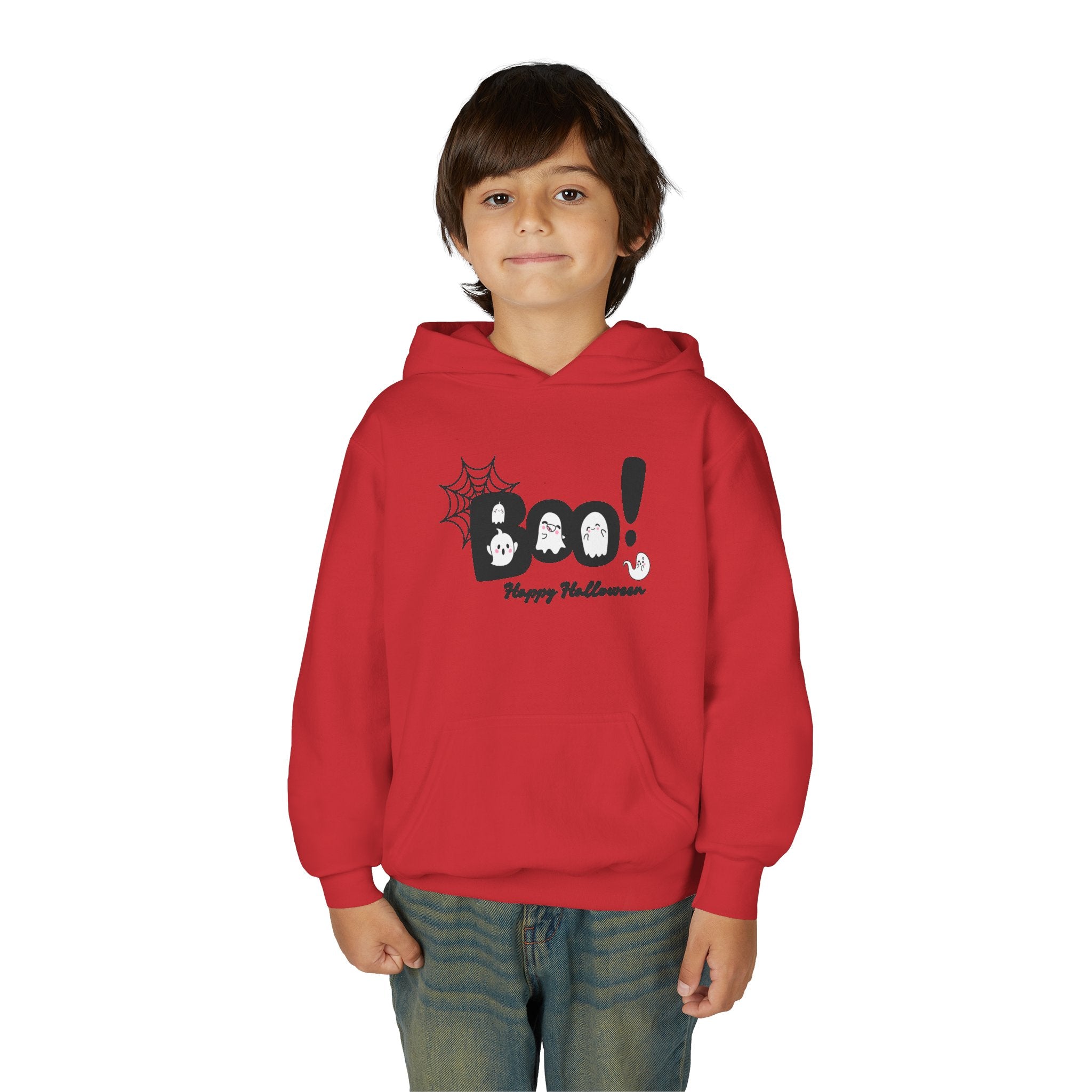 Halloween Boo! Youth Hoodie, Kids Sweatshirt, Fall Apparel, Spooky Costume, Trick or Treat Gift, October Celebration
