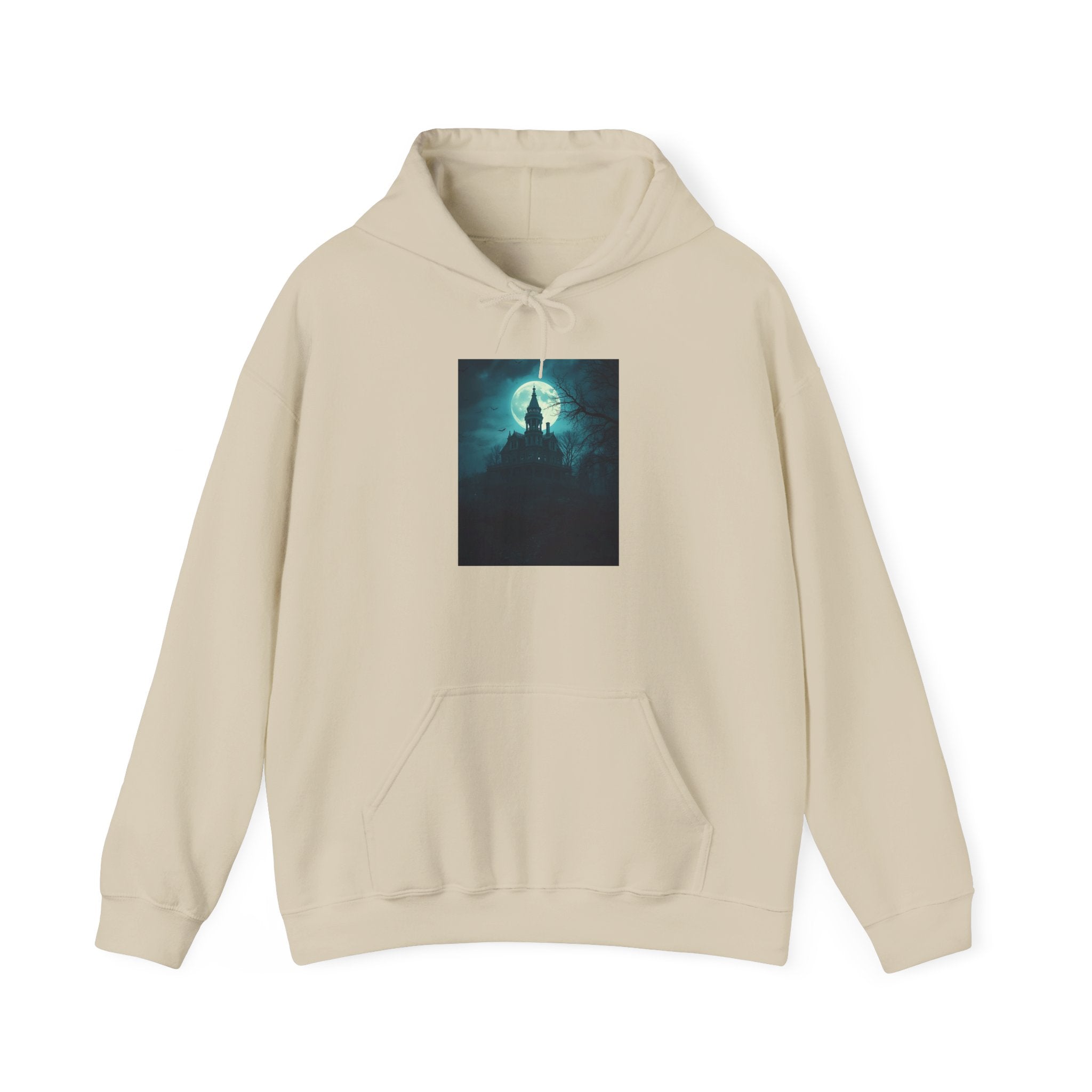 Haunted Moonlight Mystical Nightscape Hooded Sweatshirt - Cozy Casual, Unisex Fashion, Gift Idea, Halloween Apparel, Unique Statement Piece