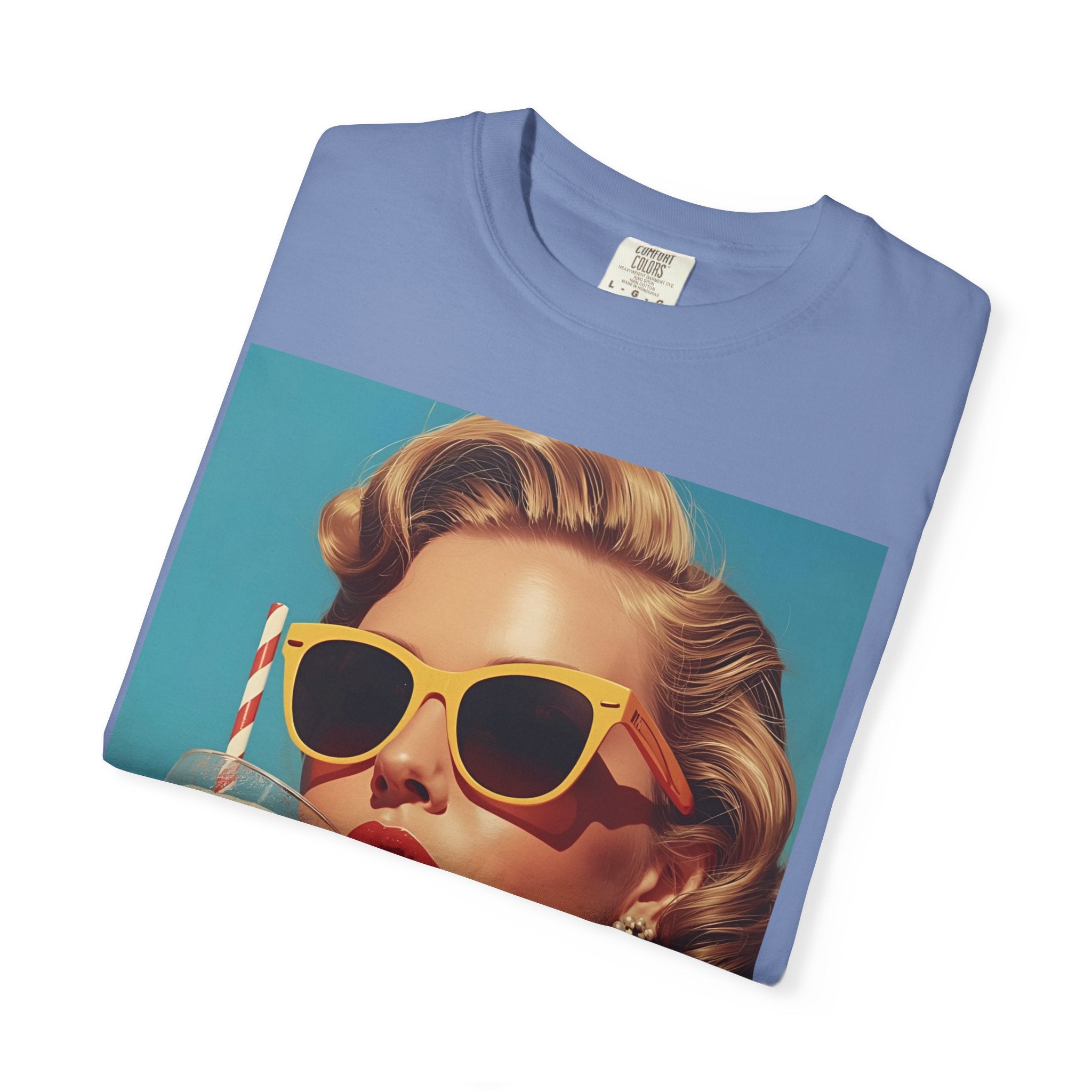 Retro Pop Art Summer Vibe T-shirt | Unisex Garment-Dyed Tee, Vintage Style Shirt, Trendy Summer Wear, Perfect Gift for Her, Casual Everyday Top