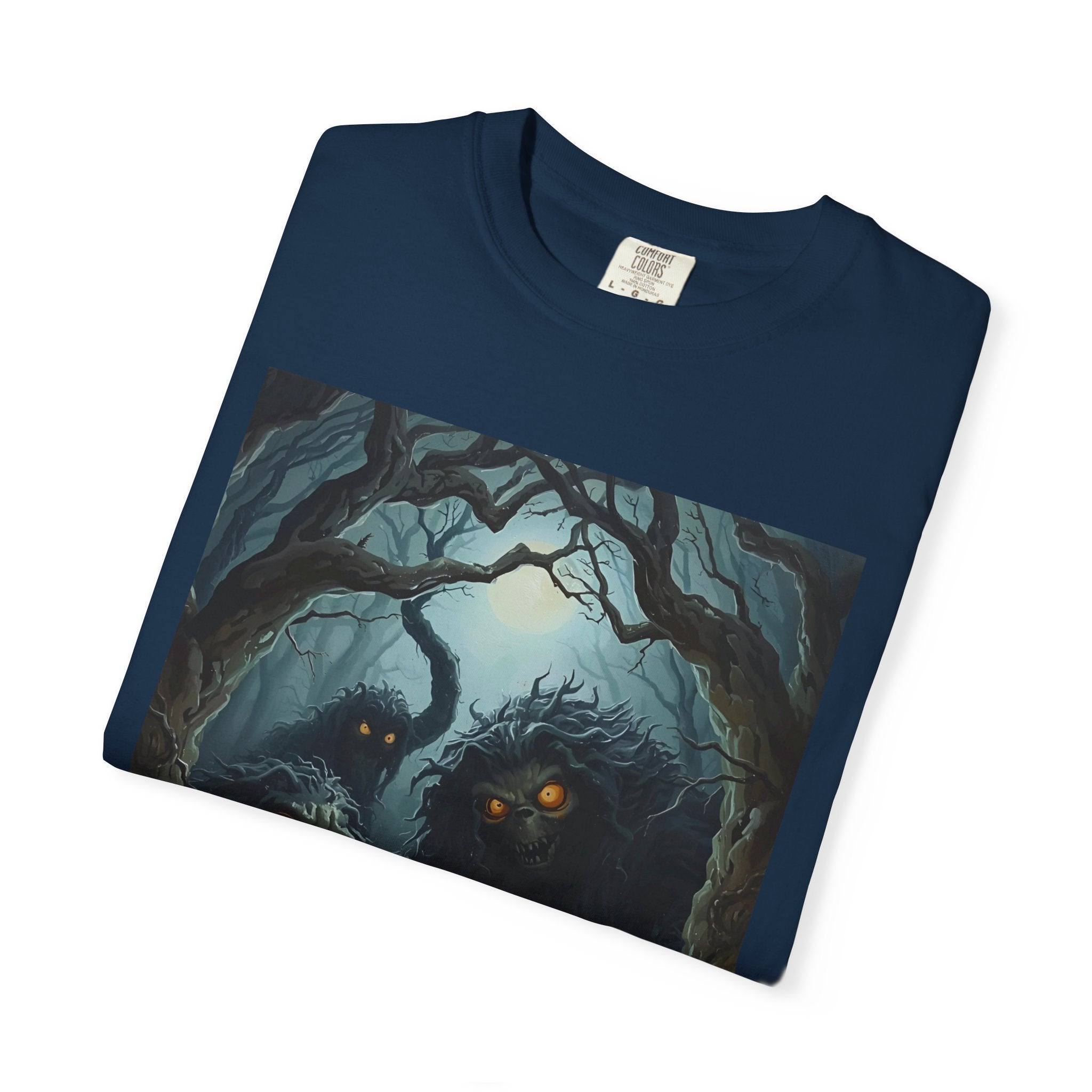 Spooky Mystical Forest T-Shirt | Unisex Garment-Dyed Tee for Nature Lovers | Perfect for Halloween, Casual Wear, Gift Idea