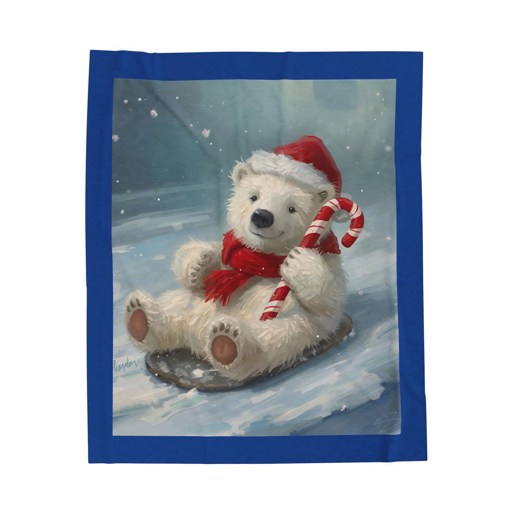 Cozy Christmas Bear Velveteen Plush Blanket
