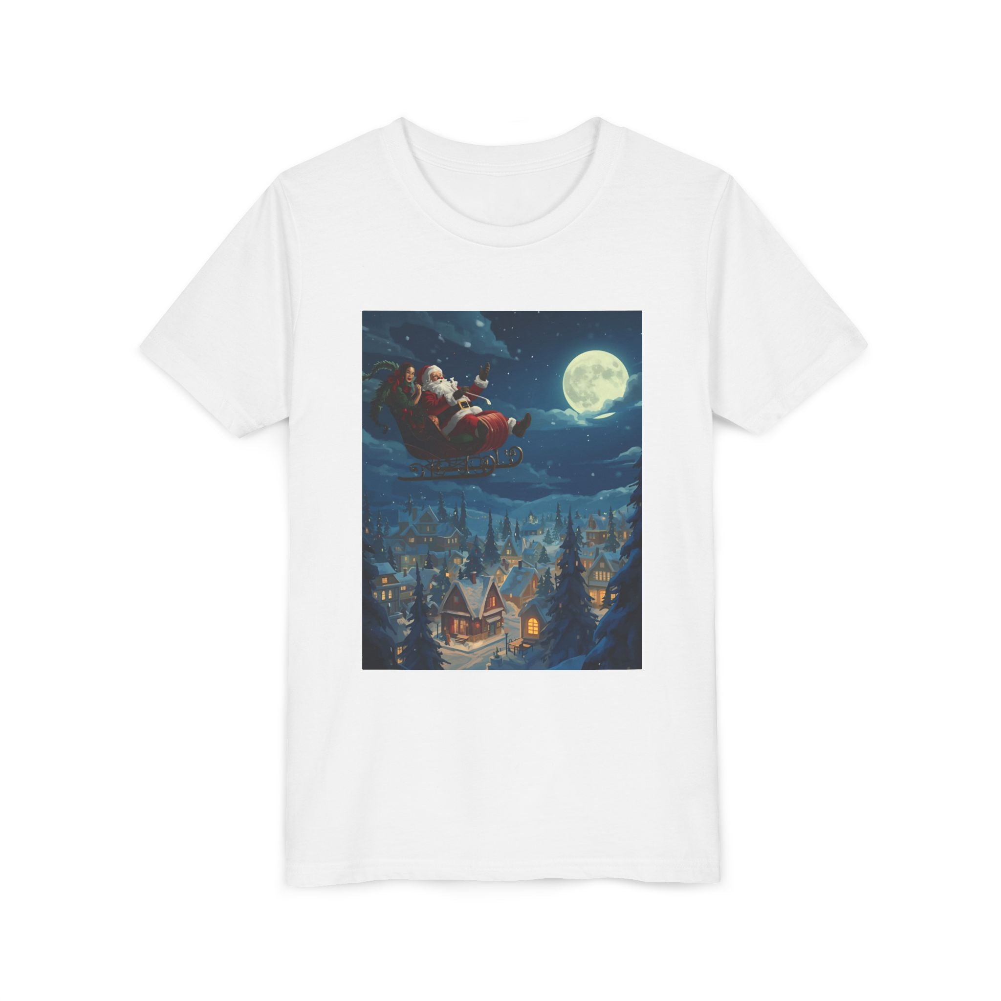 Christmas Santa Sleigh Youth Short Sleeve Tee