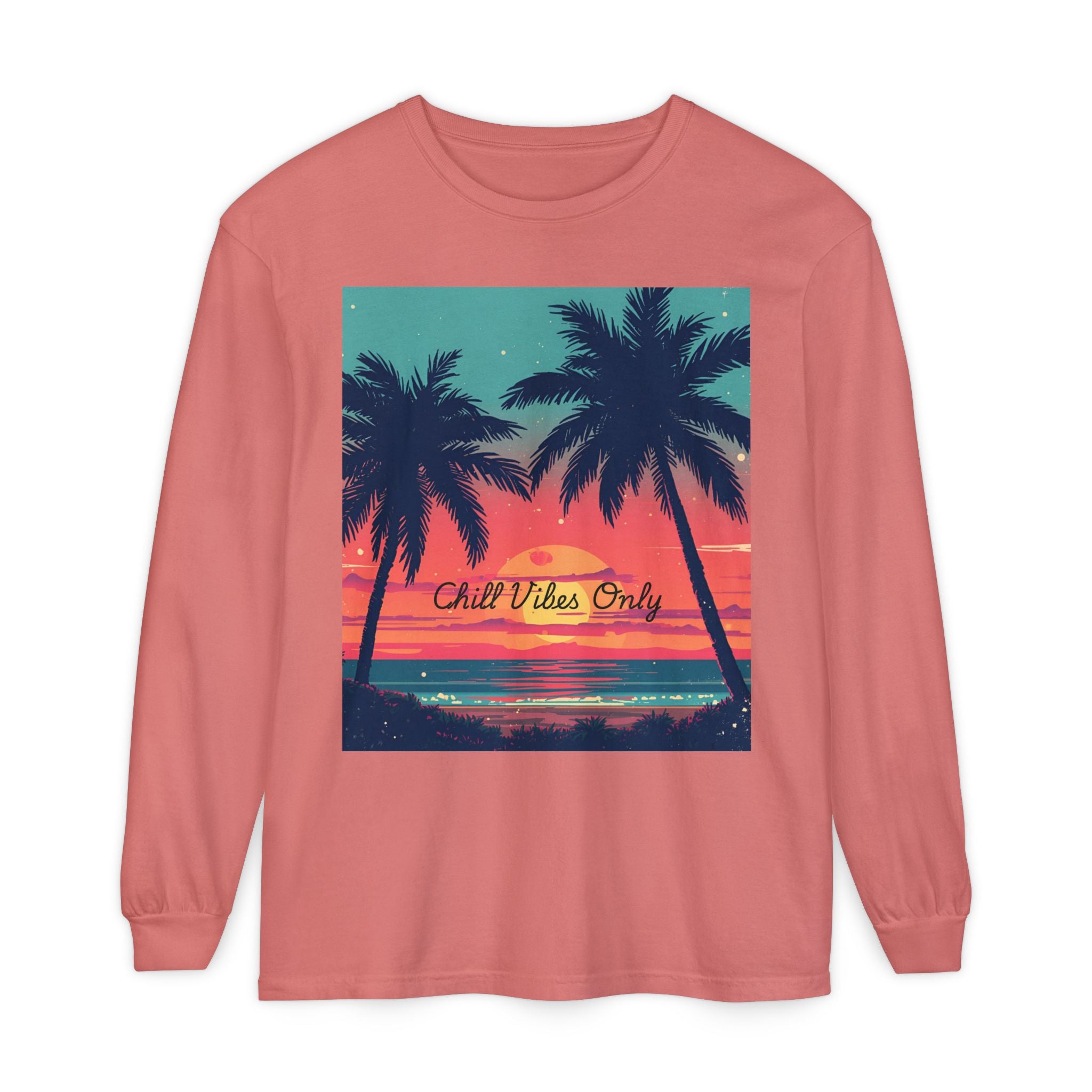 Tropical Sunset Unisex Garment-dyed Long Sleeve T-Shirt