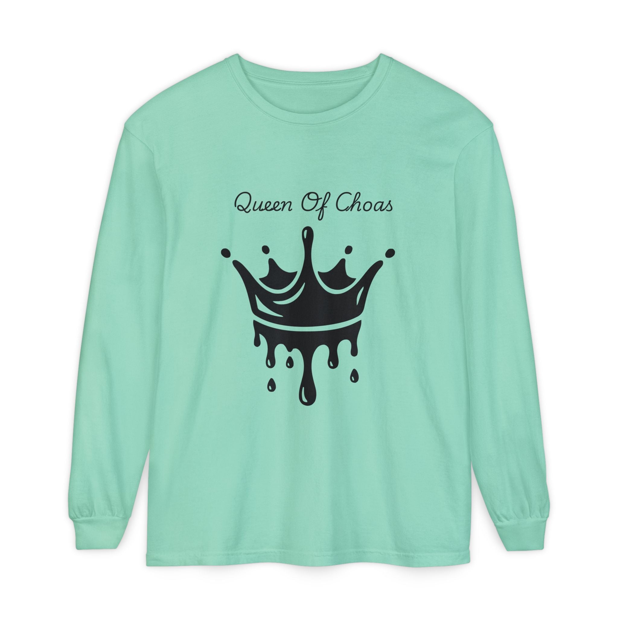Queen of Chaos Long Sleeve T-Shirt - Stylish Unisex Apparel for Creative Souls, Casual Wear, Gift for Her, Birthday, Everyday Style