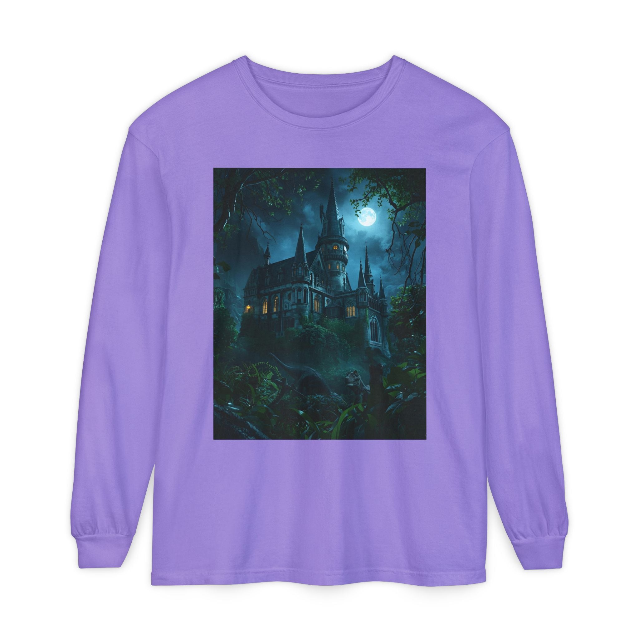 Mystical Night Scene Unisex Garment-dyed Long Sleeve T-Shirt