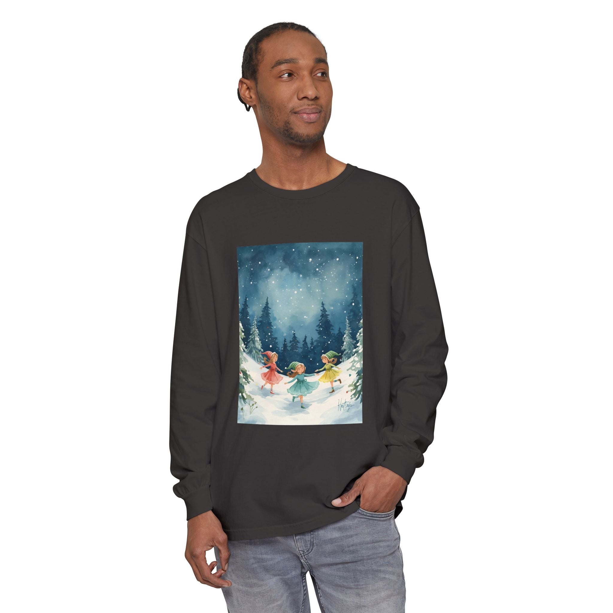 Winter Wonderland Long Sleeve T-Shirt, Cozy Graphic Tee, Perfect for Holidays, Gift for Her, Winter Apparel, Seasonal Fashion