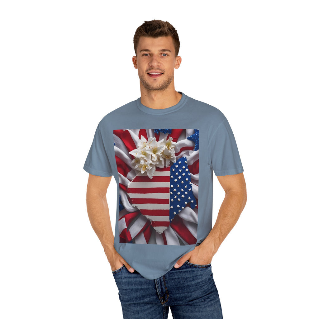 Patriotic Heart T-shirt for Festive Celebrations, 4th of July Apparel, Unisex Graphic Tee, American Pride Shirt, Independence Day Gift