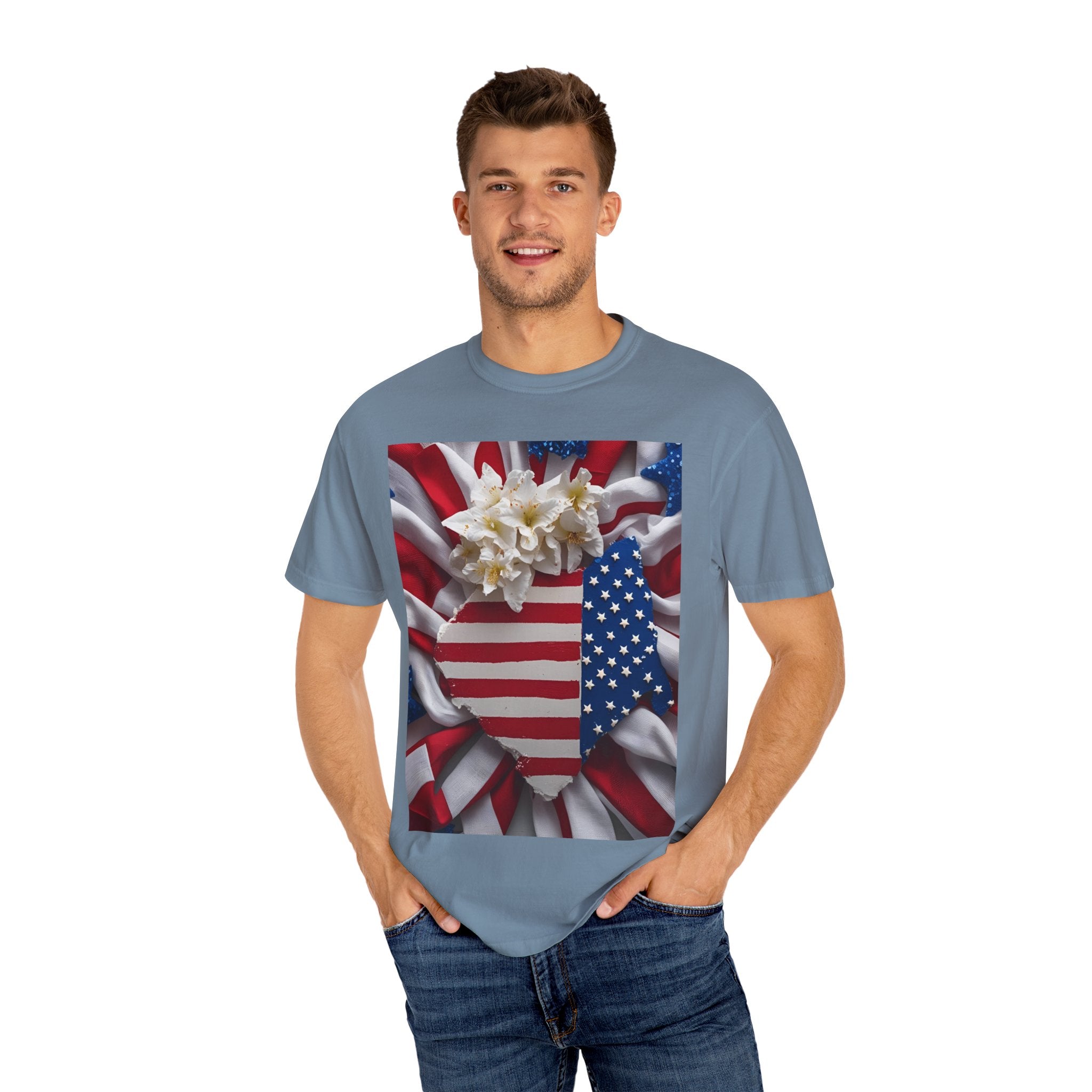 Patriotic Heart T-shirt for Festive Celebrations, 4th of July Apparel, Unisex Graphic Tee, American Pride Shirt, Independence Day Gift