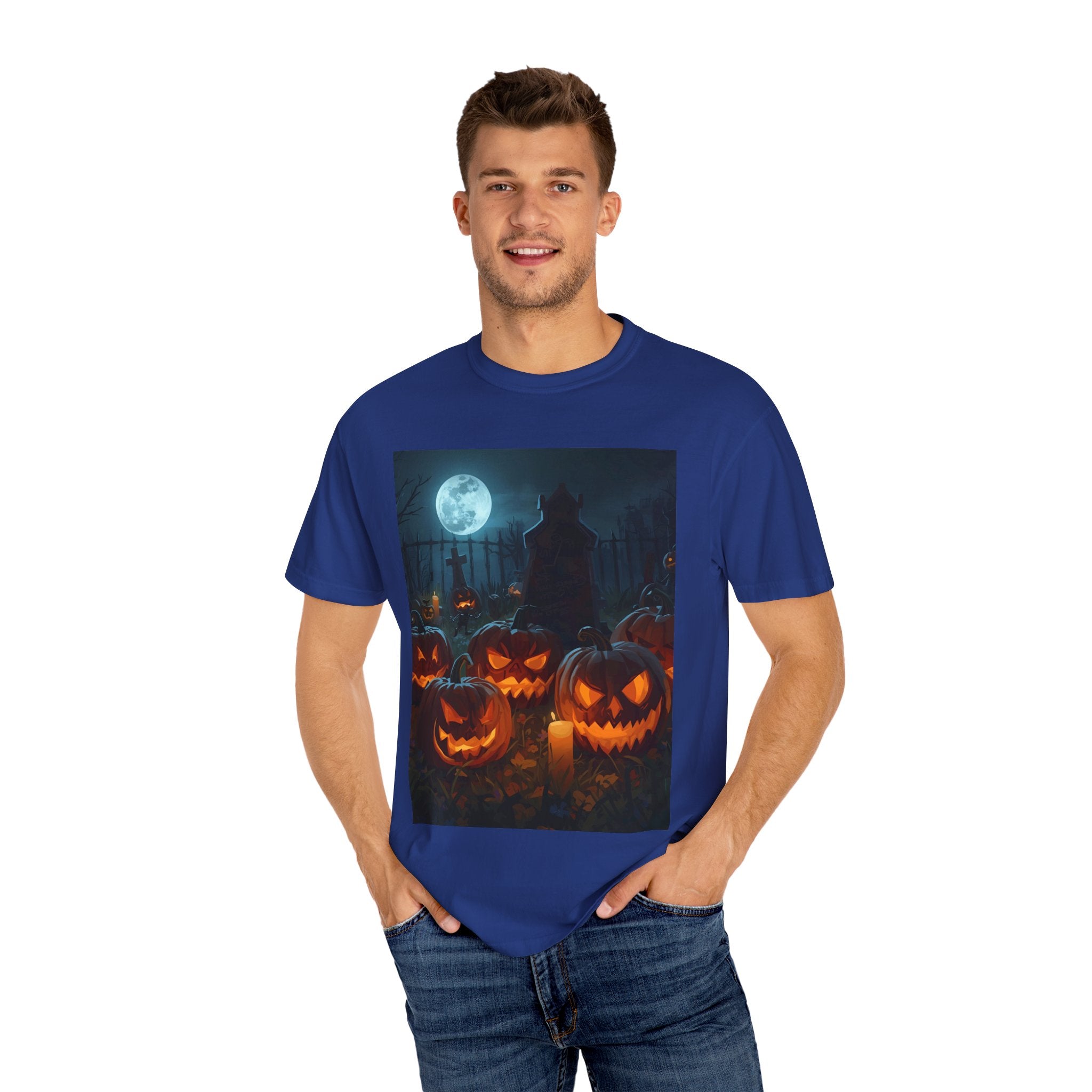 Scary Halloween Pumpkin Unisex Garment-Dyed T-shirt