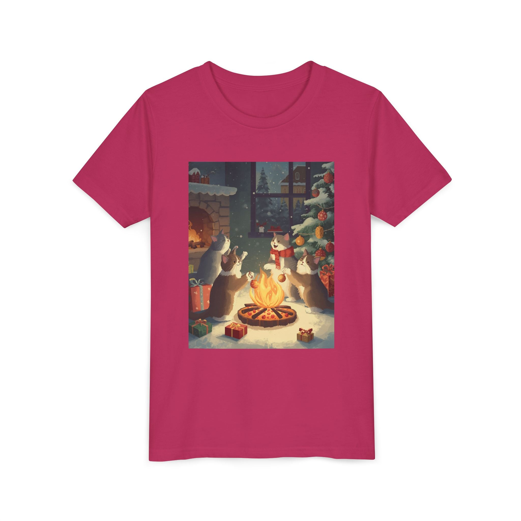 Cozy Christmas Youth Tee, Festive Graphic Short Sleeve Shirt, Holiday Charm for Kids, Cute Gift for Thanksgiving, Winter Gatherings