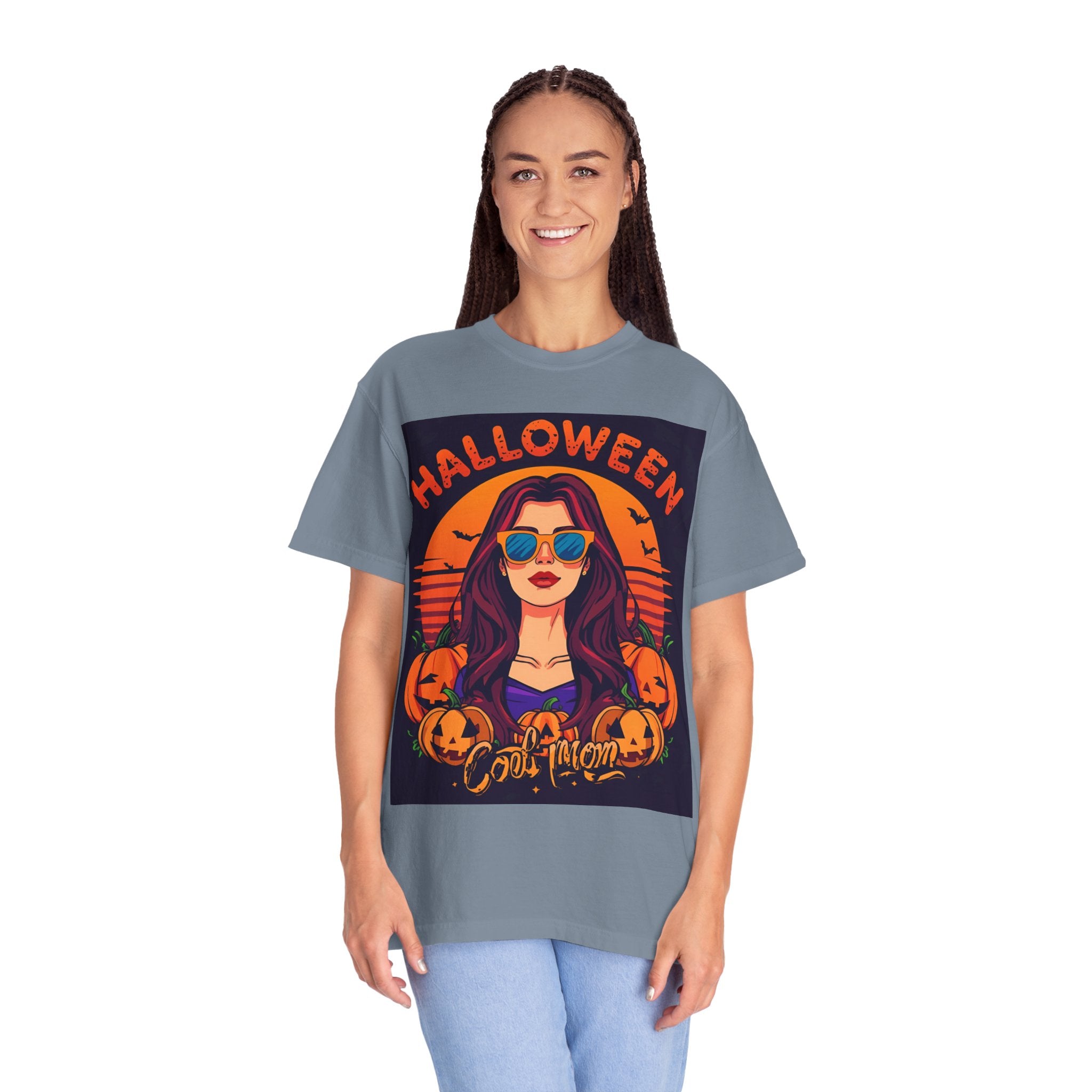 Halloween Cool Mom T-Shirt, Unisex Garment-Dyed Tee, Spooky Season Apparel, Fall Fashion, Halloween Costume Shirt