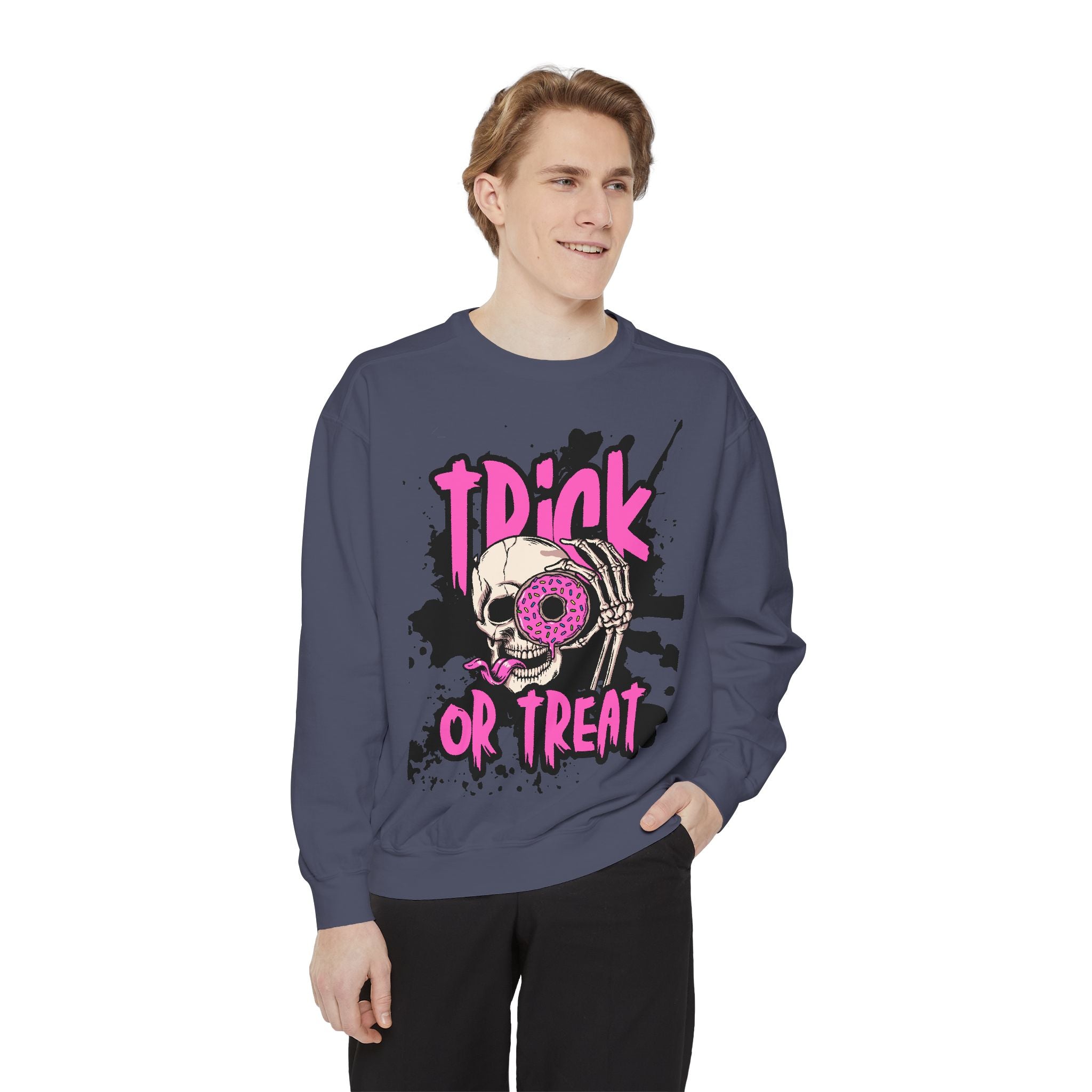 Trick or Treat Skull Unisex Garment-Dyed Sweatshirt