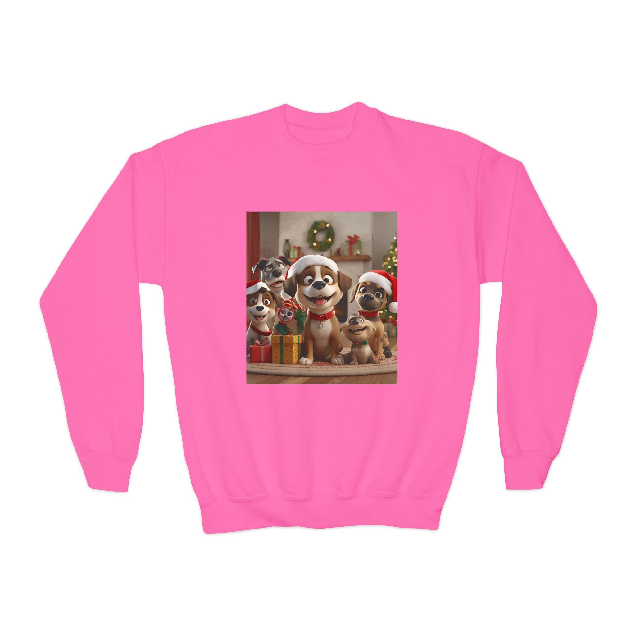 Cute Christmas Festive Dogs Youth Crewneck Sweatshirt