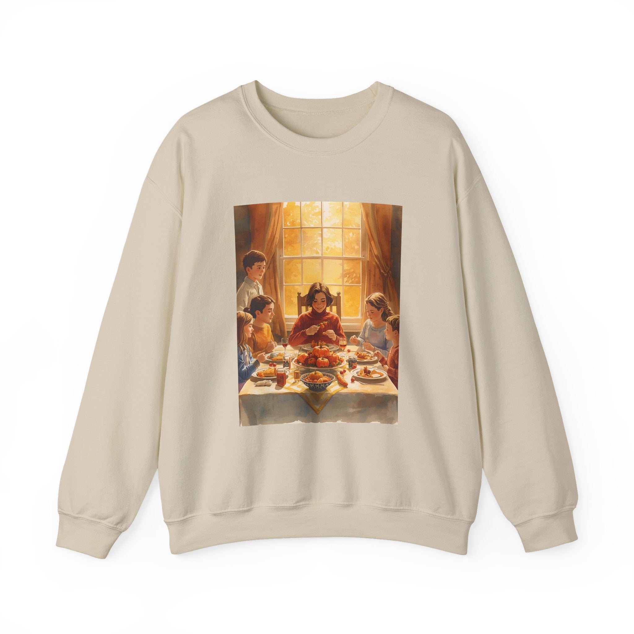 Cozy Family Dinner Crewneck Sweatshirt | Warm Winter Apparel, Casual Layering, Gift for Holidays, Family Gatherings, Nostalgic Artwork