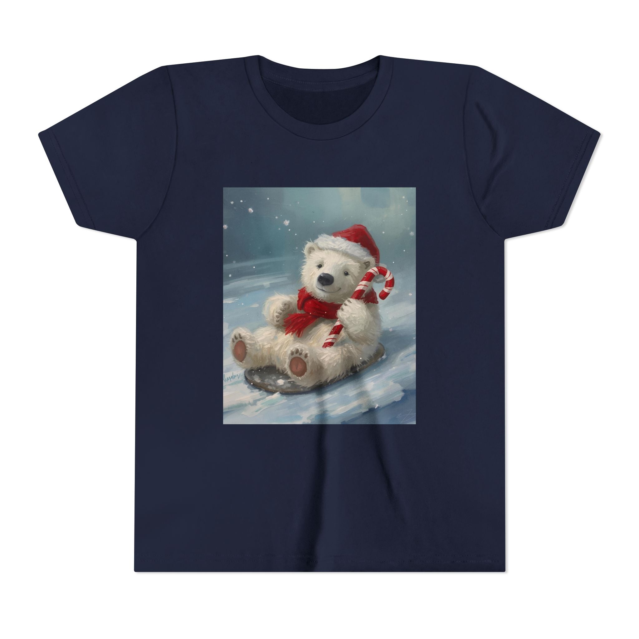 Cute Christmas Bear Youth Short Sleeve Tee