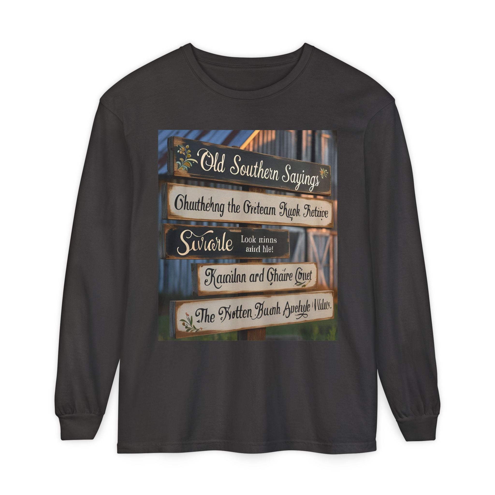 Old Southern Saying Crossings Long Sleeve Tee, Casual Wear, Gift for Southerners, Rustic Style Shirt, Unique Southern Culture Apparel